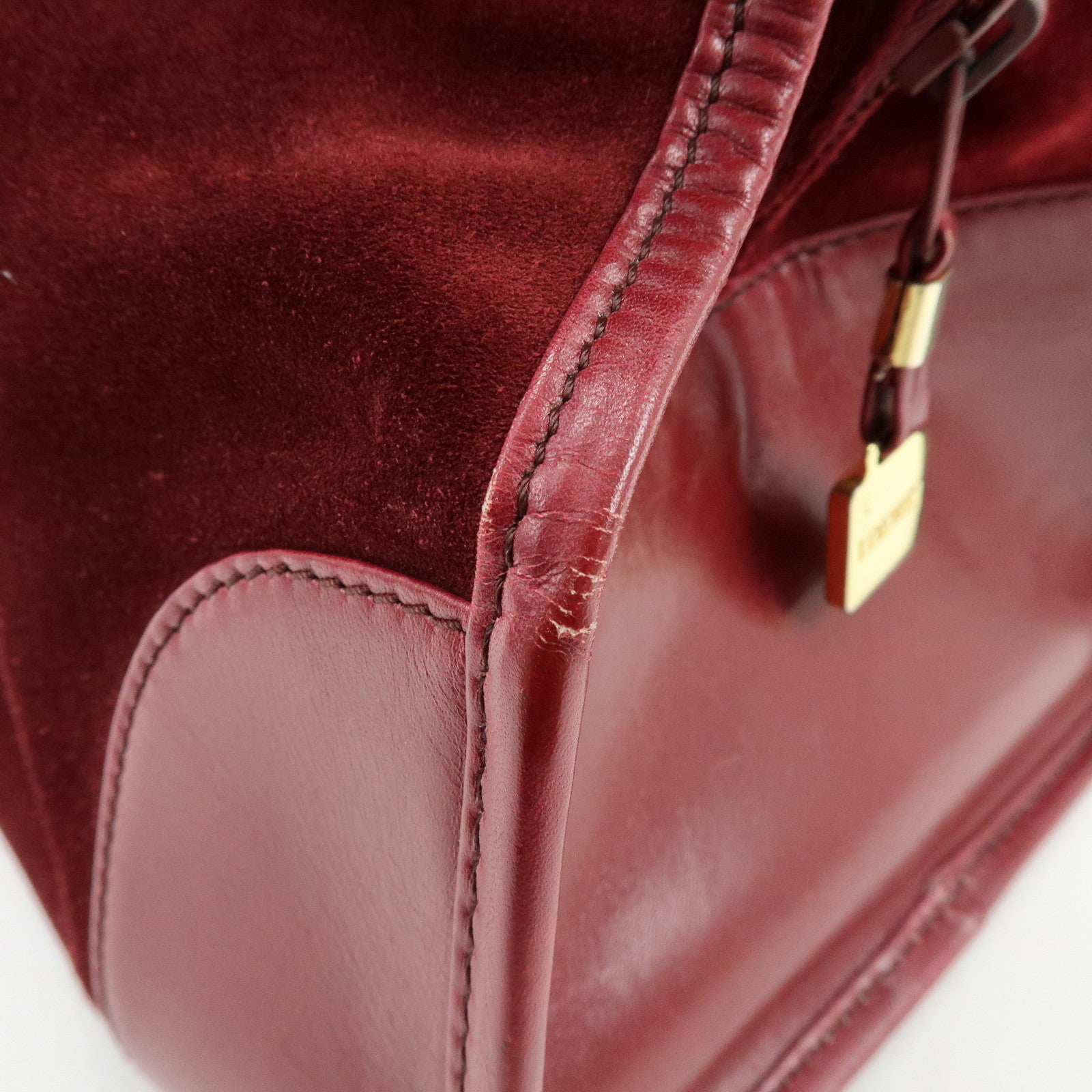 Loewe Anagram Amazona 40 Suede Leather Hand Bag Red Brown