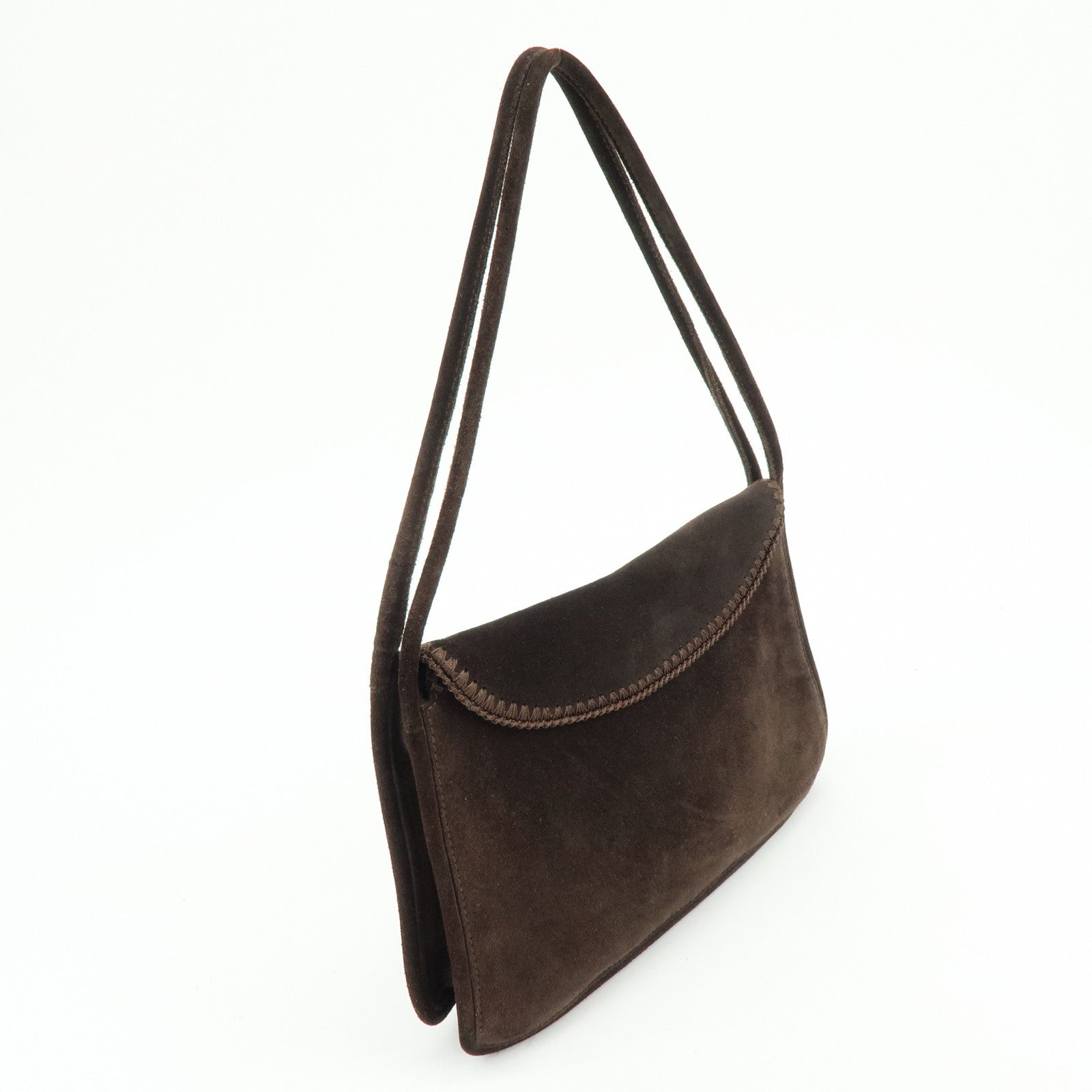 BOTTEGA VENETA Suede Shoulder Bag Tote Bag Dark Brown