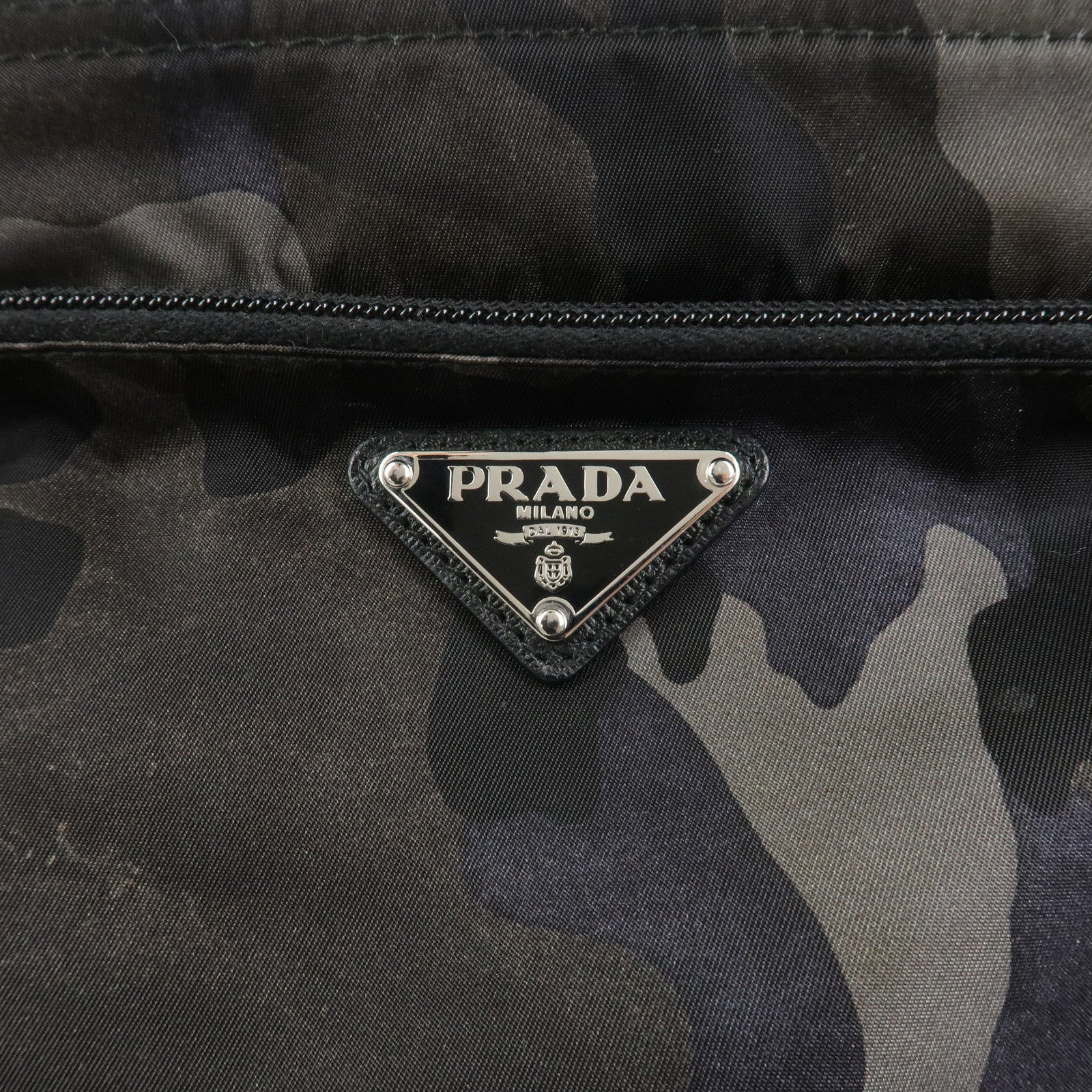 PRADA Triangle Logo Nylon Camoflage Shoulder Bag Black BT0978