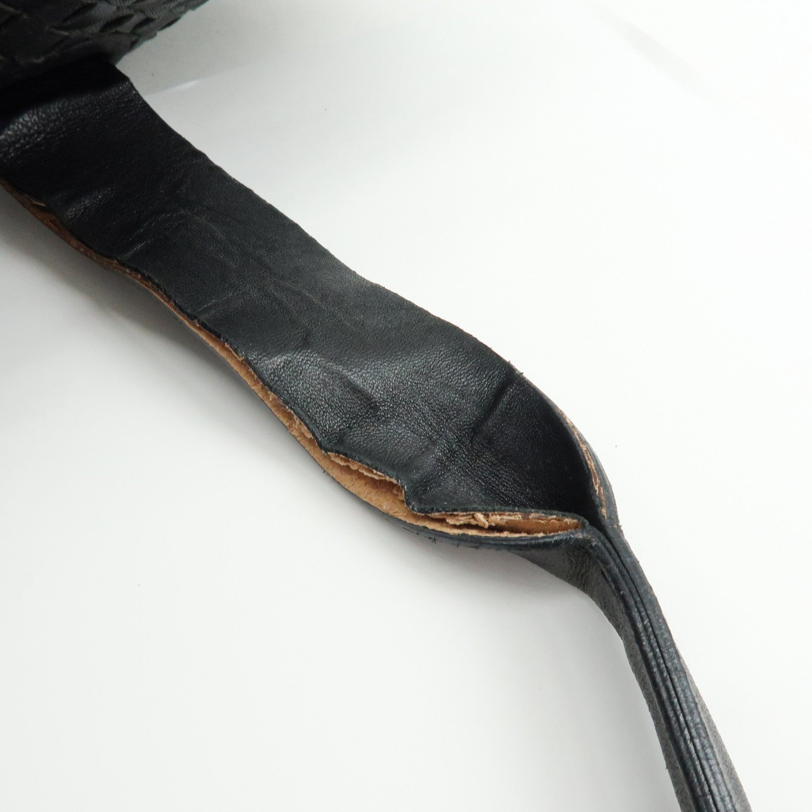 BOTTEGA VENETA Intrecciato Leather Boston Bag Shoulder Bag Black