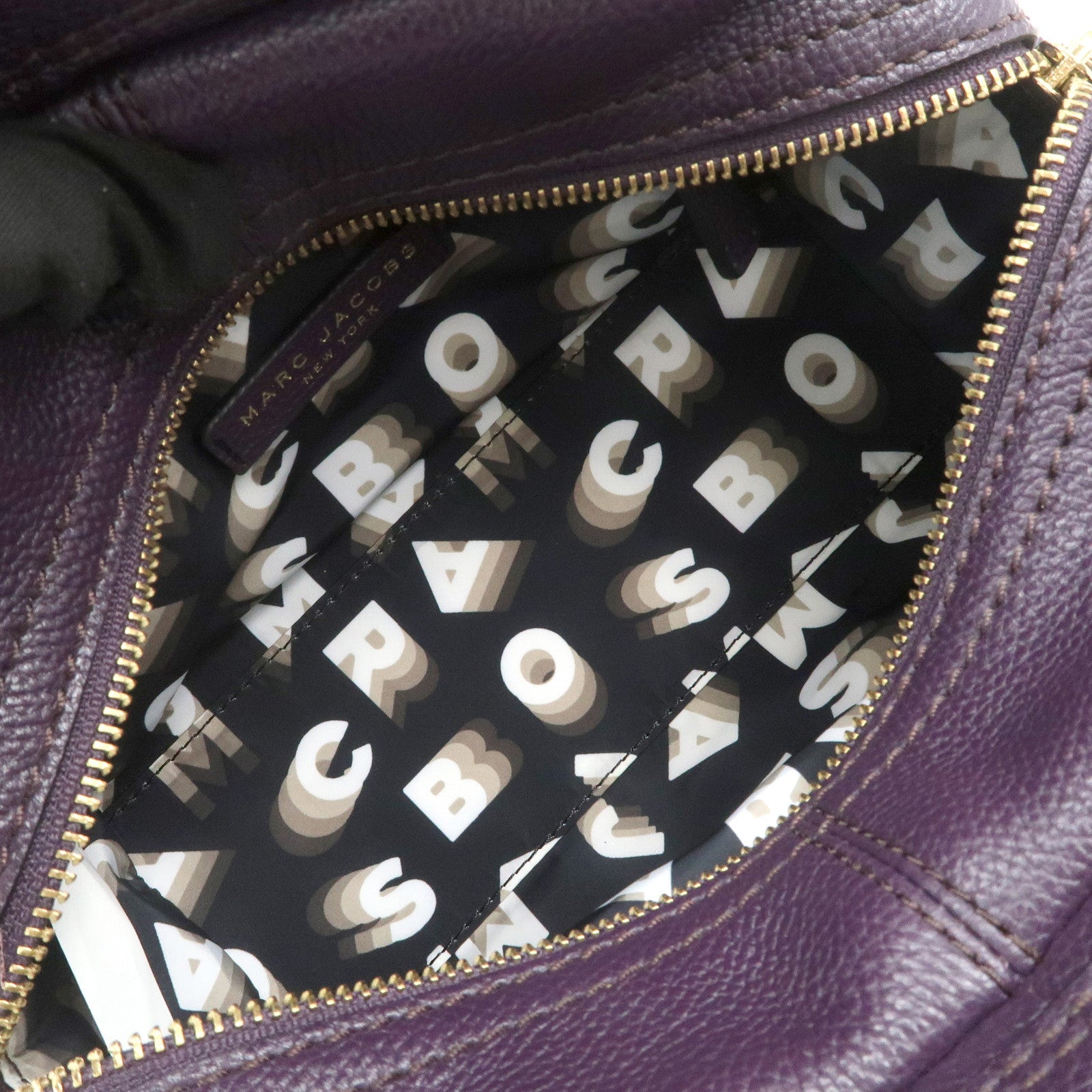 MARC JACOBS Logo Leather 2WAY Bag Hand Bag Shoulder Bag Purple