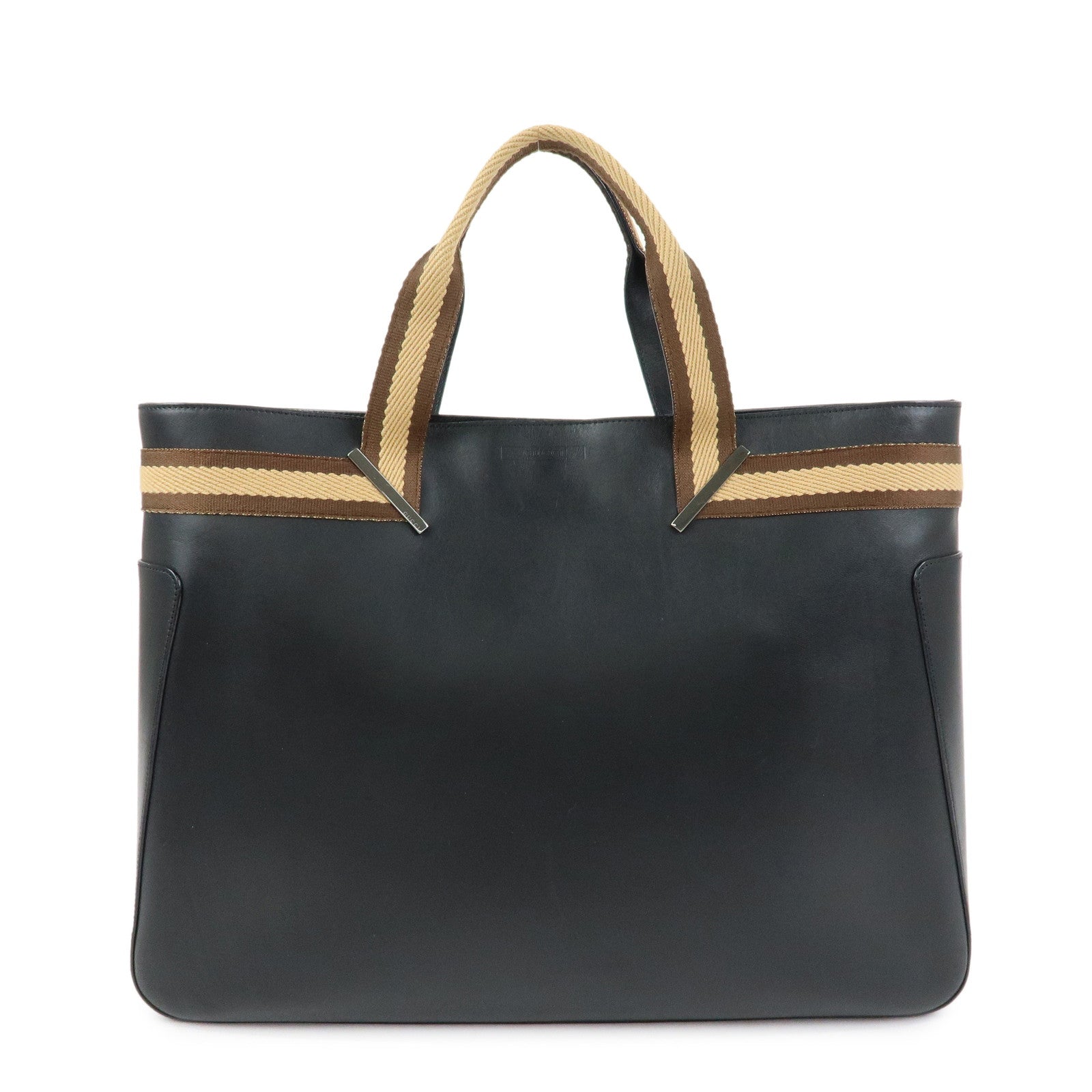GUCCI Sherry Leather Tote Bag Hand Bag Black 002・1134