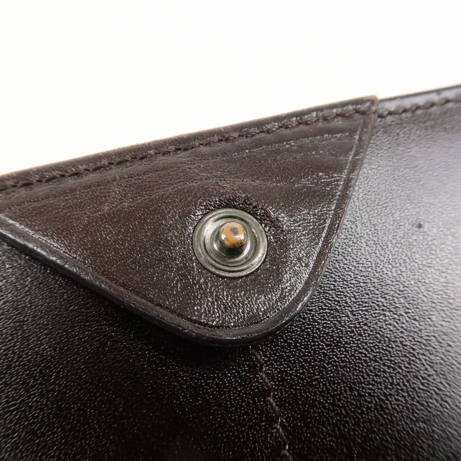 FENDI Zucca Canvas Leather Long Wallet Brown Black 8M0000 Used