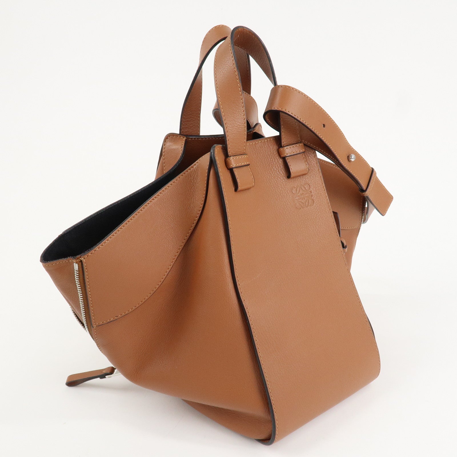 LOEWE Anagram Leather Hammock Small Shoulder Bag Tan Brown