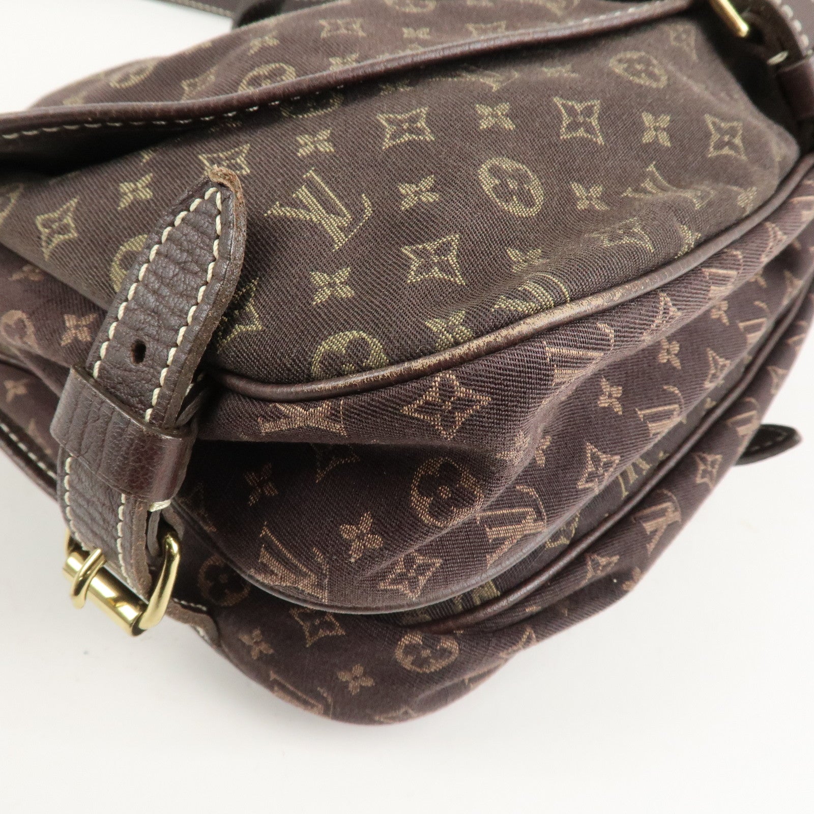 Louis Vuitton Monogram Mini Lin Saumur 30 Ebene Brown M95227 Used