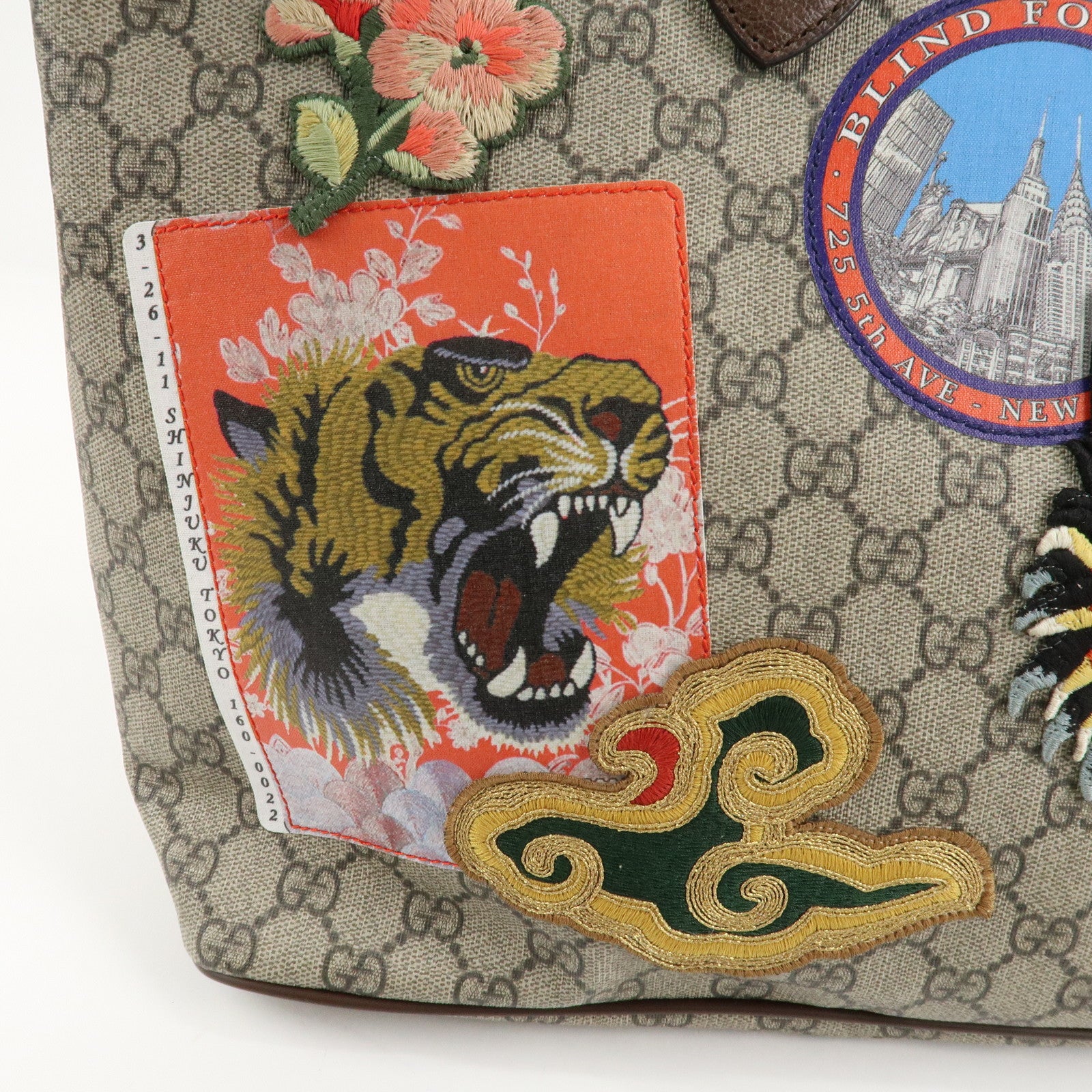 GUCCI GG Supreme Canvas Leather 2WAY Tote Bag Beige Brown 474085 Used