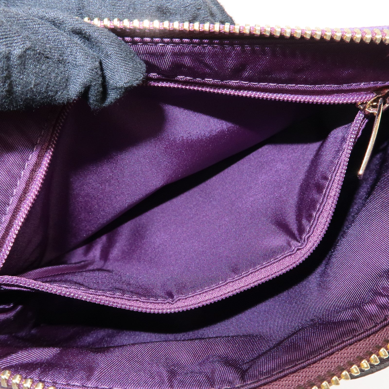 Ferragamo Set Of 2 Leather Nylon Pouch Black Purple Gold