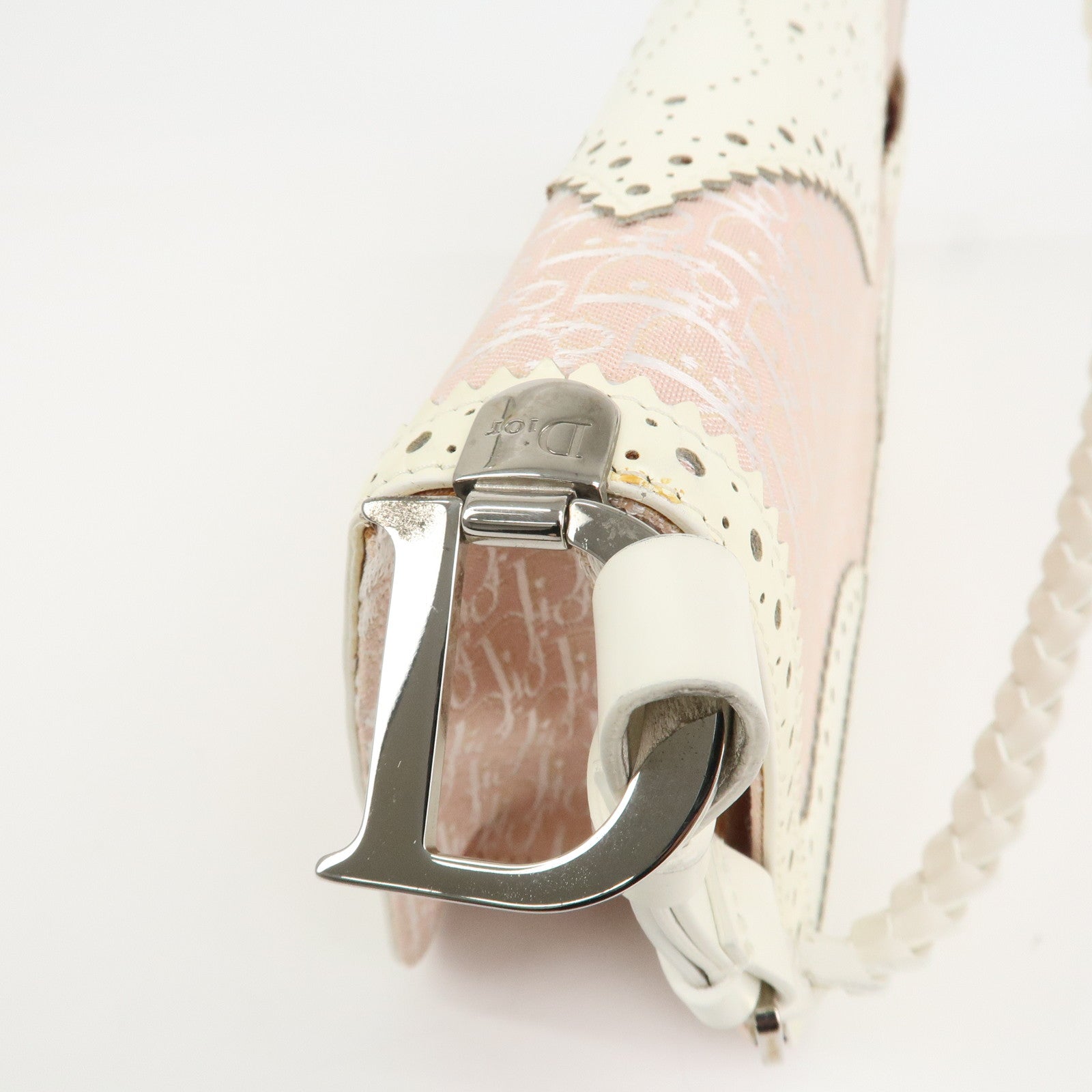 Christian Dior Trotter Canvas Leather Hand Bag Shoulder Bag Pink