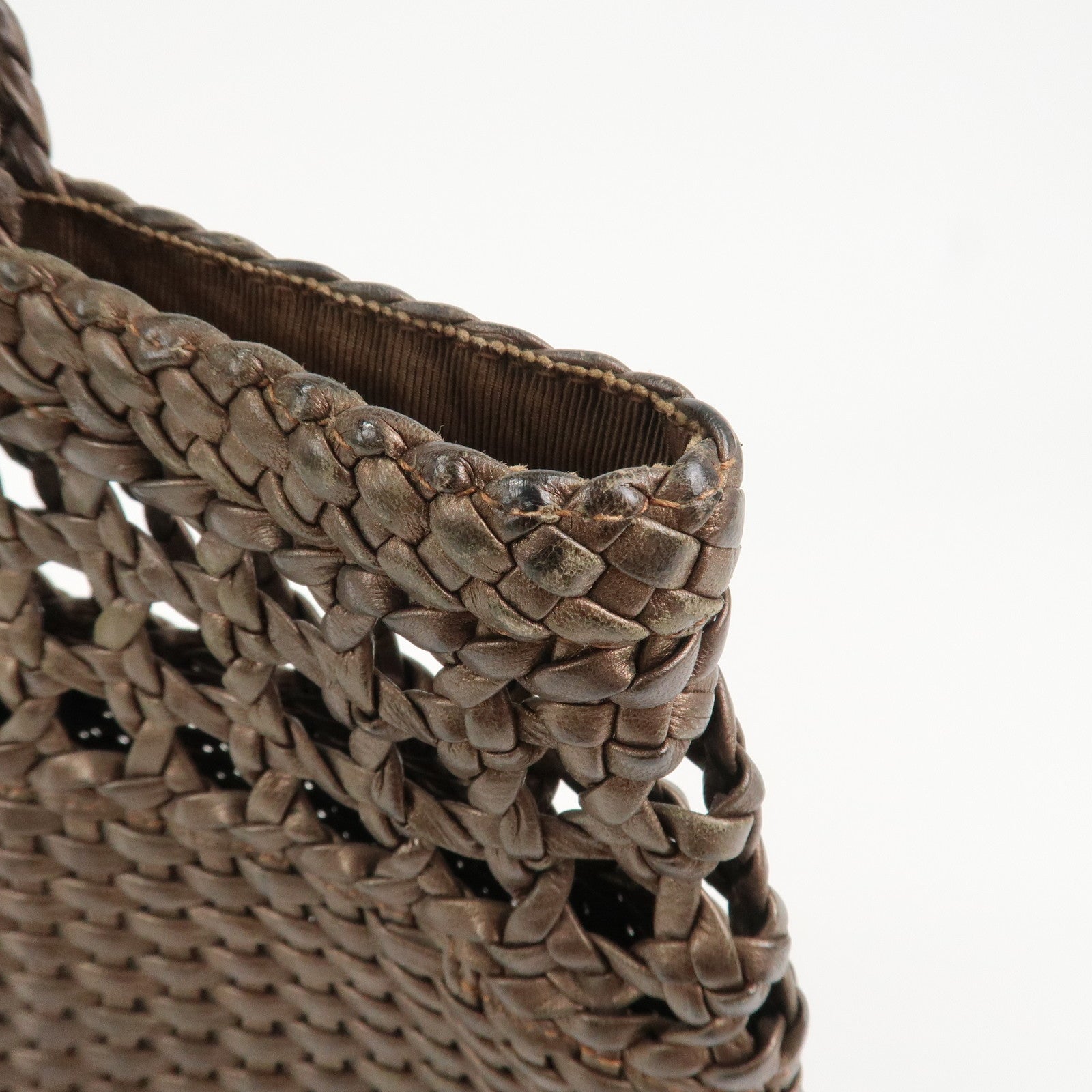 Ferragamo Gancini Logo Leather Tote Bag Shoulder Bag Brown