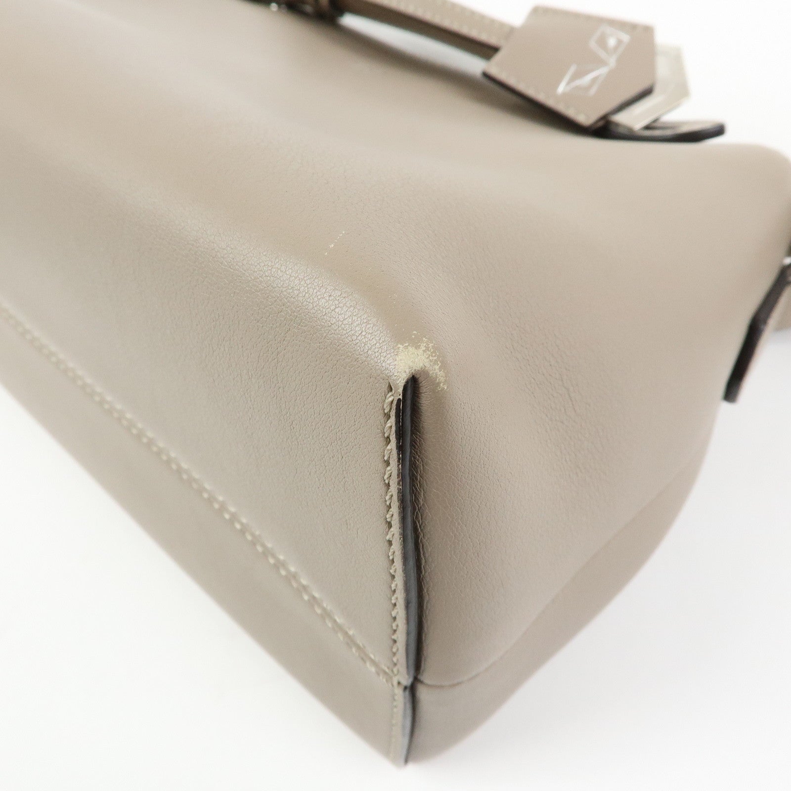 FENDI Bay The Way Leather 2Way Bag Shoulder Bag Greige 8BL124