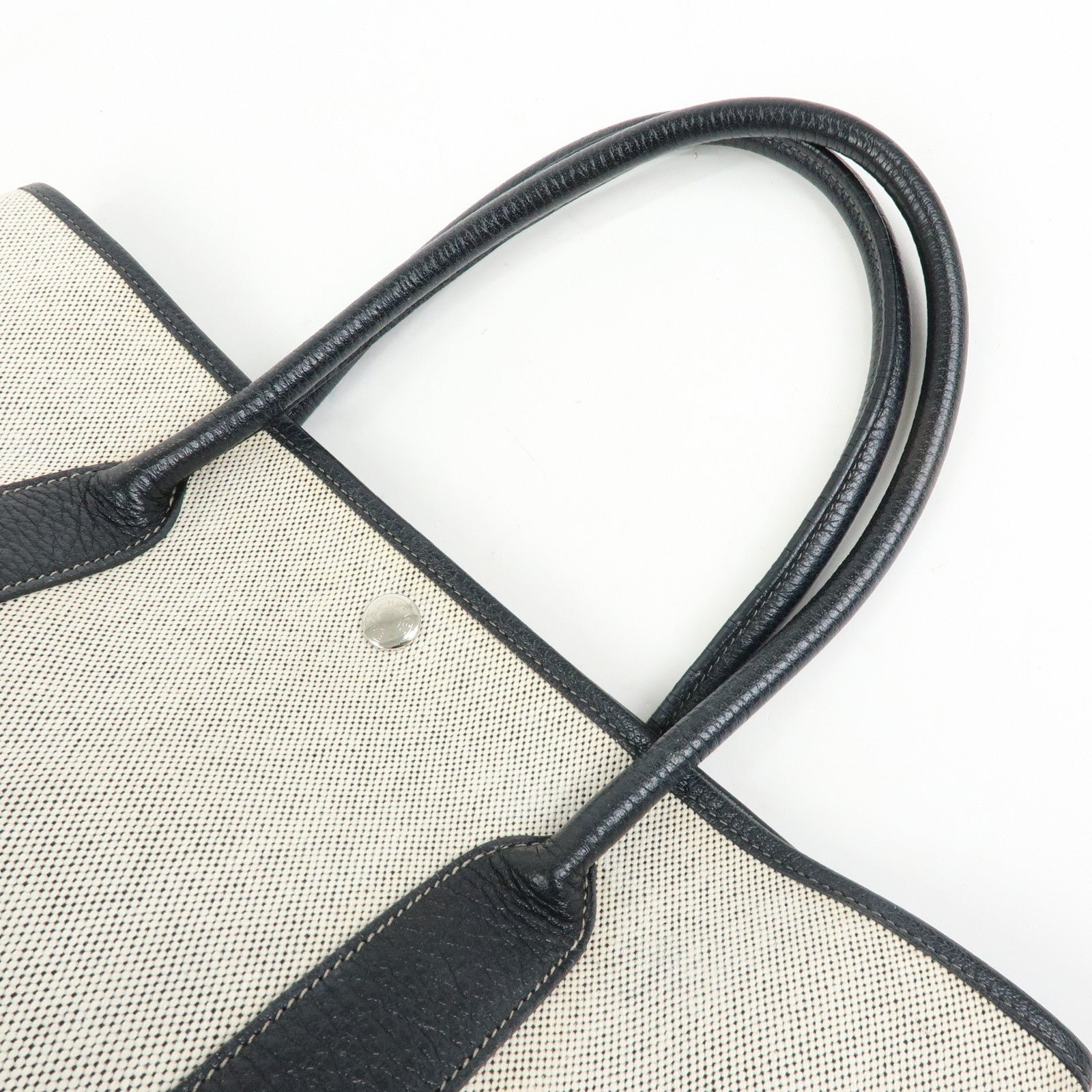 HERMES Toile Ash Negonda Garden Party PM □J Stamped Tote Bag Beige