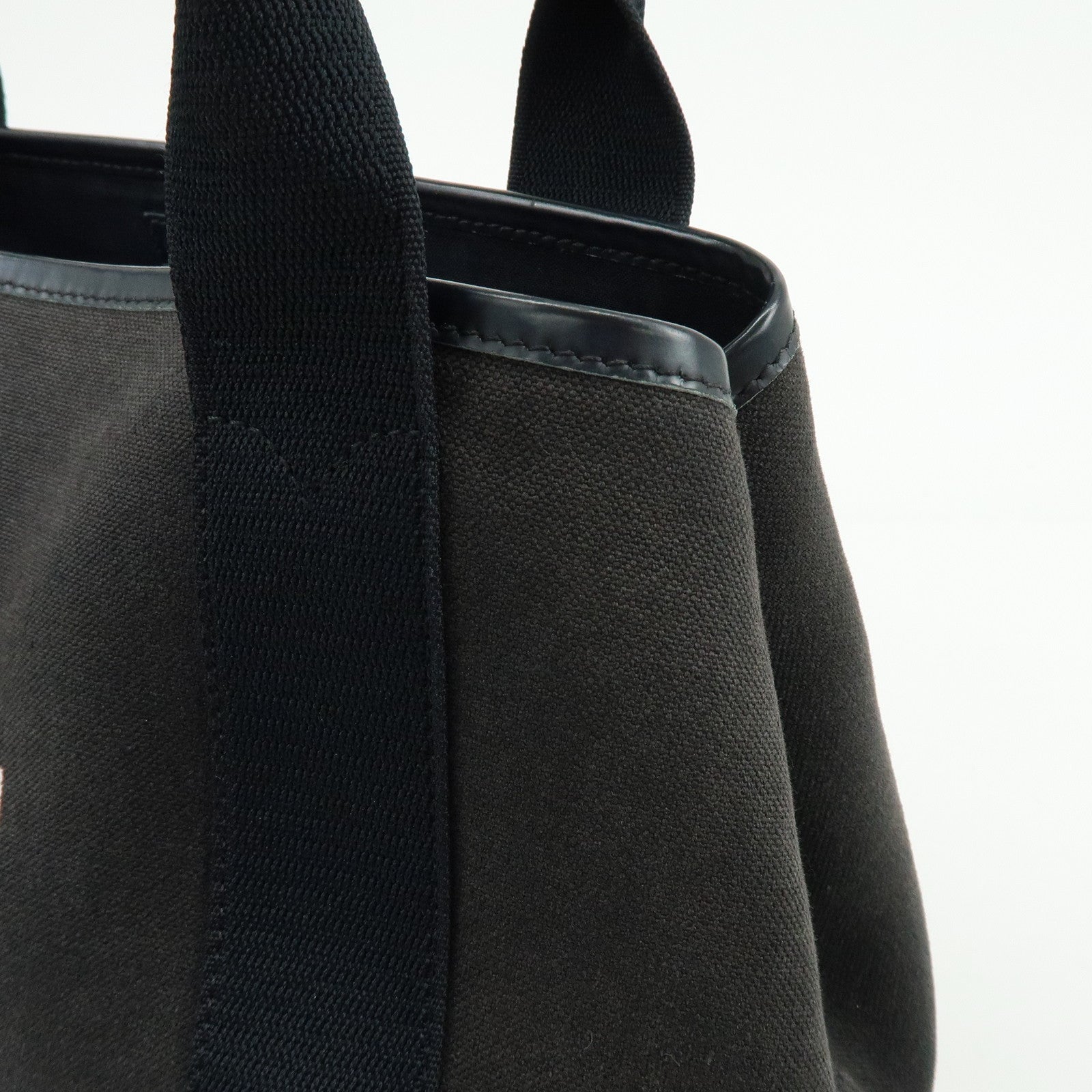 BALENCIAGA Navy Cabas Small Canvas Leather Tote Bag Black 339933