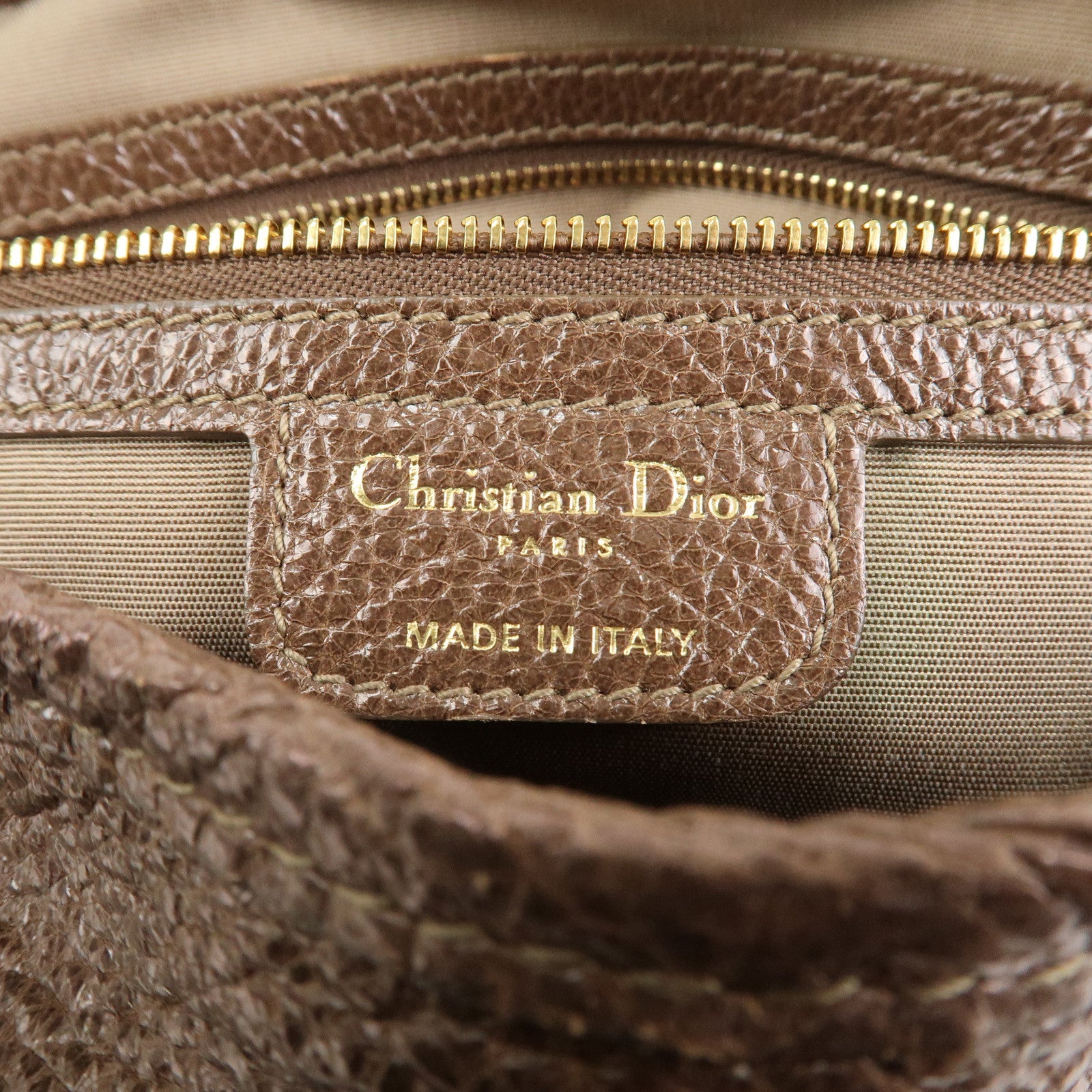 Christian Dior Lady Dior Leather Tote Bag Shoulder Bag Brown
