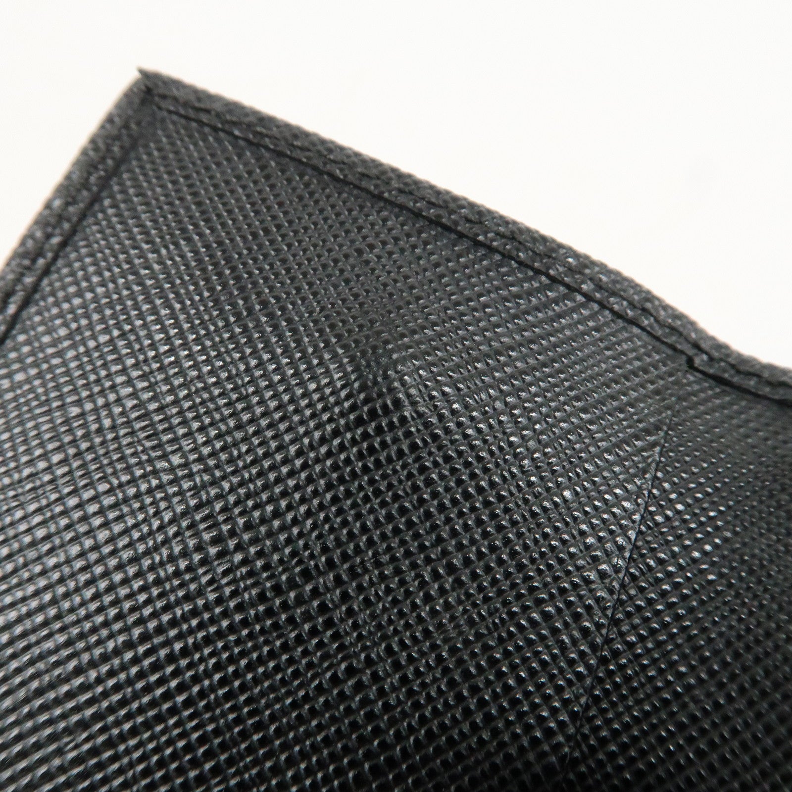 PRADA Triangle Logo Saffiano Leather Key Case Black 1M0222 Used