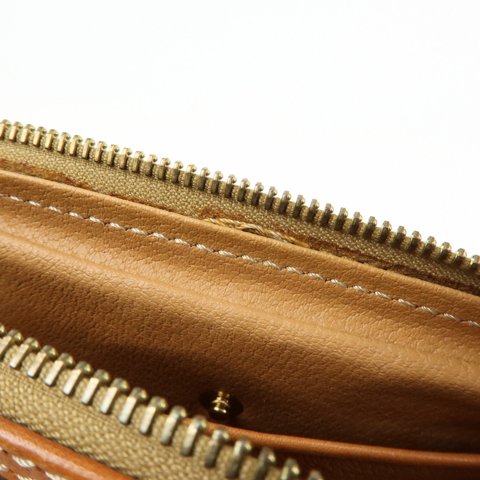 CELINE Macadam PVC Coated Canvas Leather Clutch Bag Pouch Brown