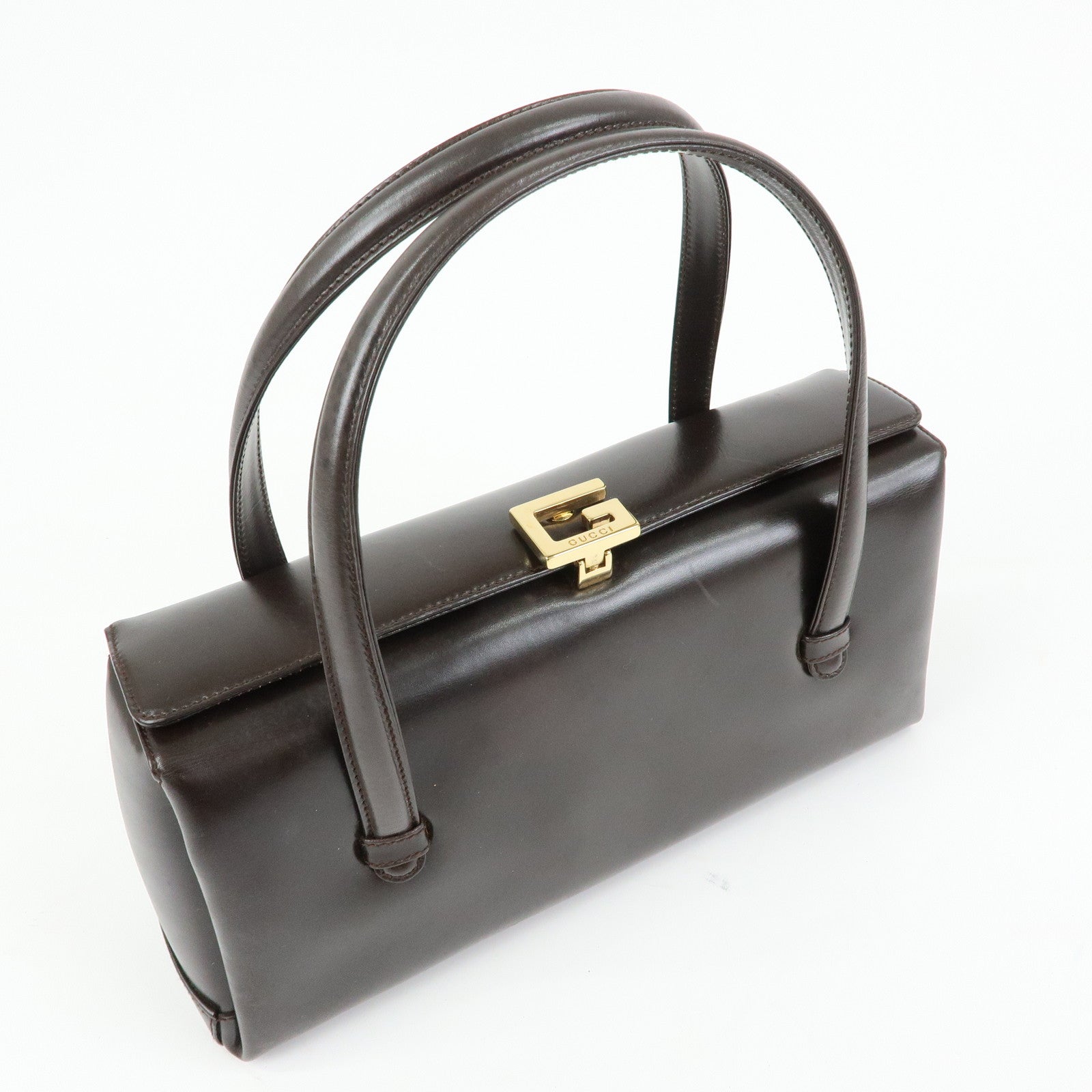 GUCCI Leather Hand Bag Dark Brown 000・1448・0539