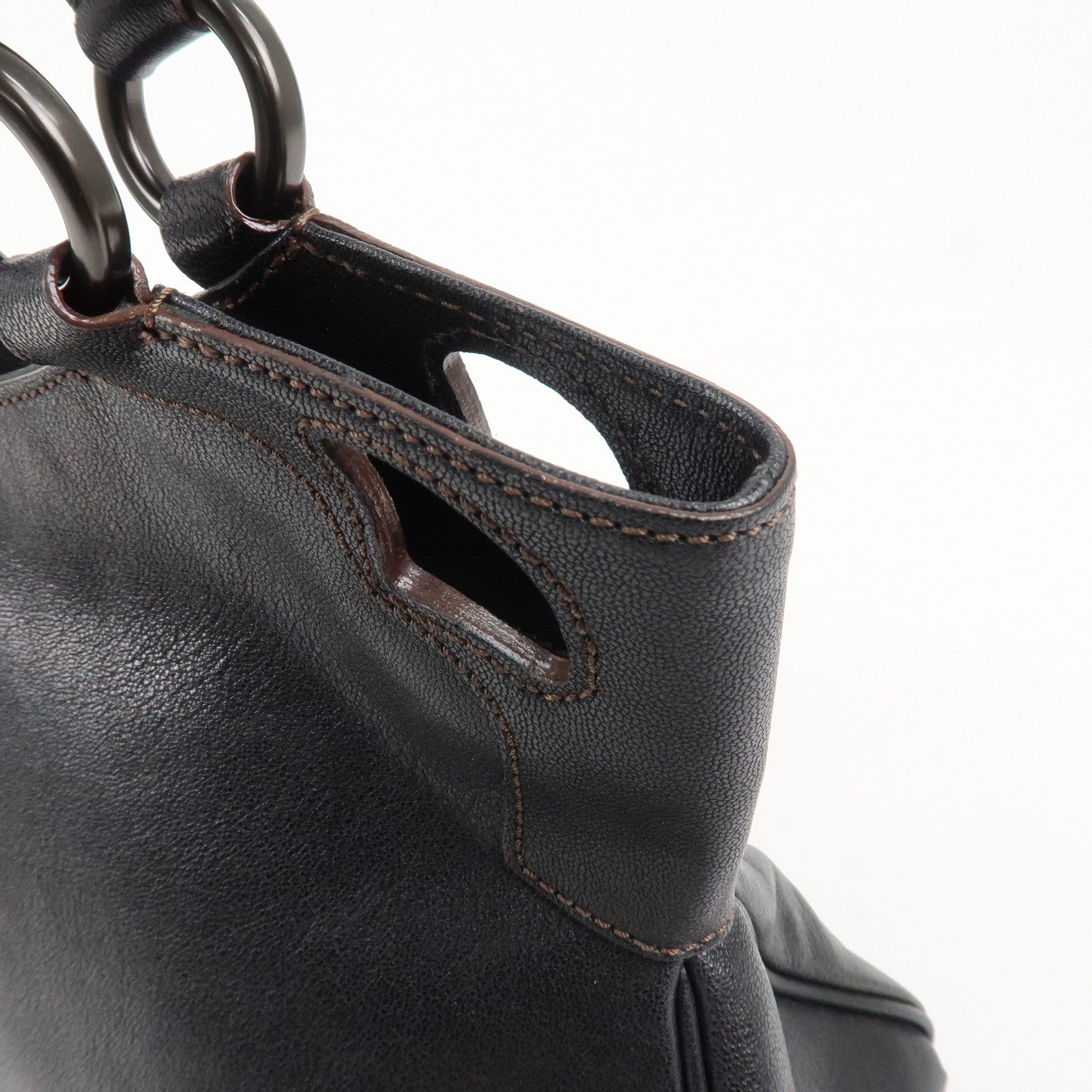 Cartier Mustline Marcello Leather Hand Bag Tote Bag Black