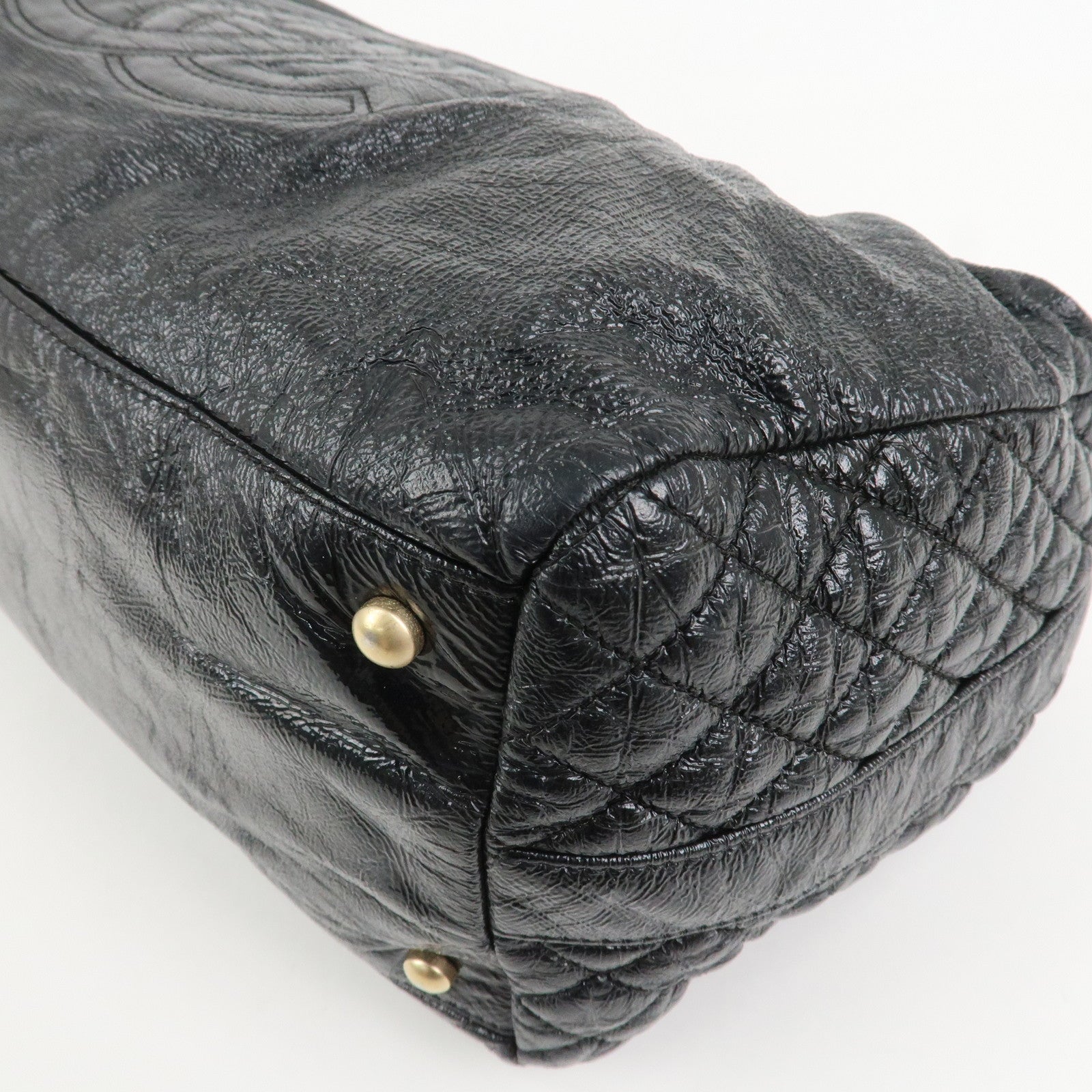 CHANEL Leather Chain Shoulder Bag Hand Bag Black Gold