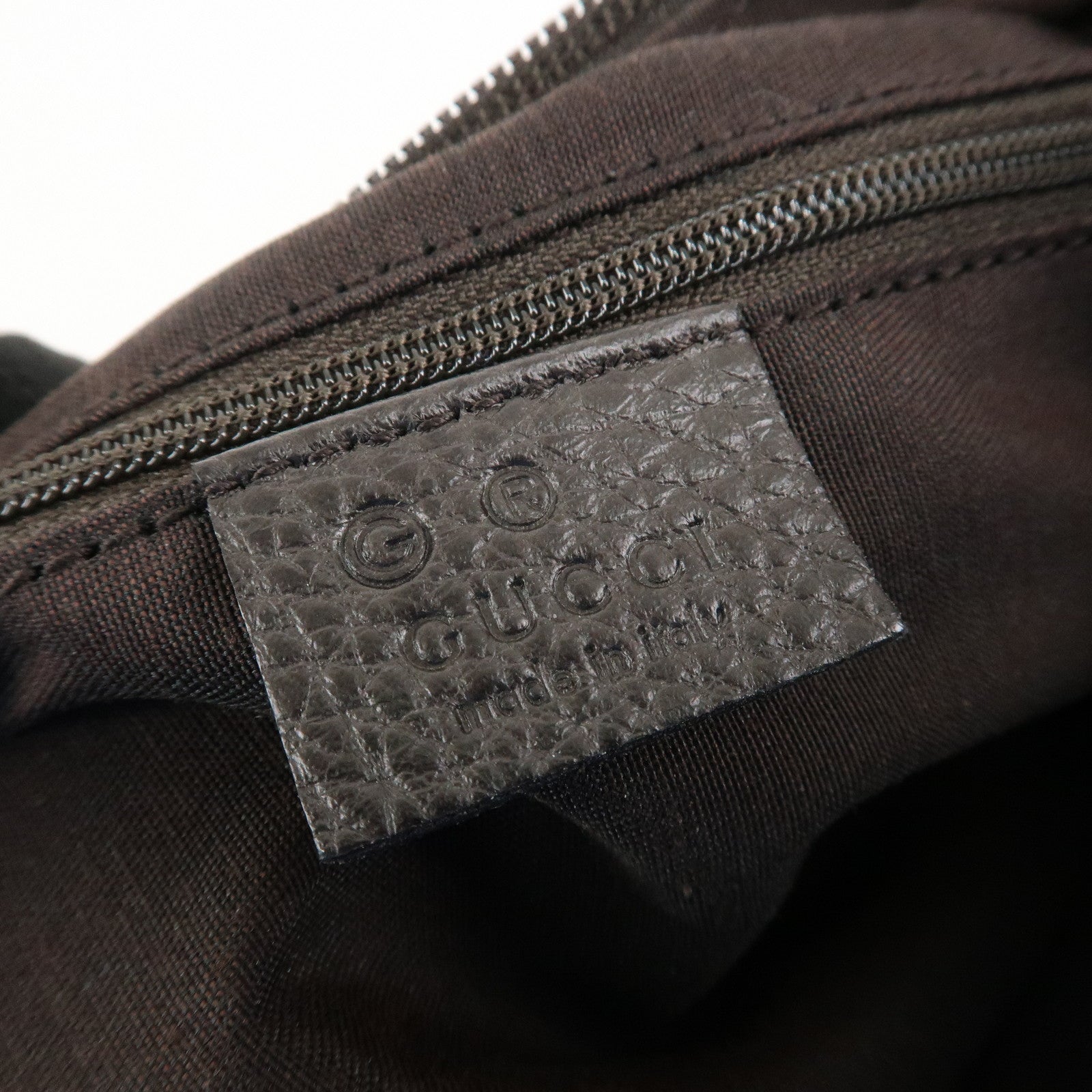 GUCCI Abbey Leather Canvas Shoulder Bag Hand Bag Dark Brown 293581 Used