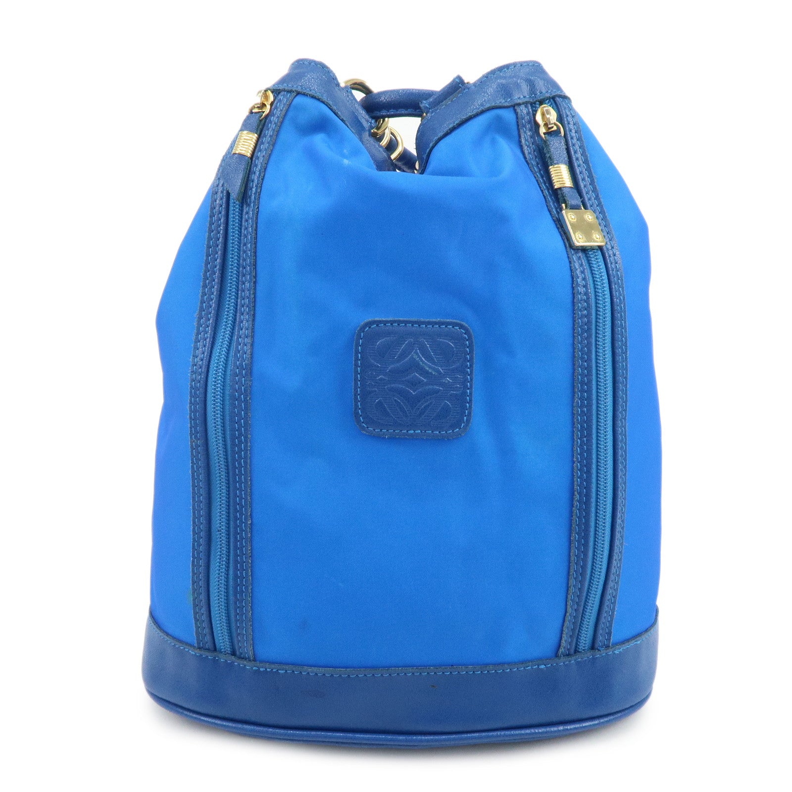 LOEWE Anagram Logo Nylon Leather Backpack Rucksack Blue