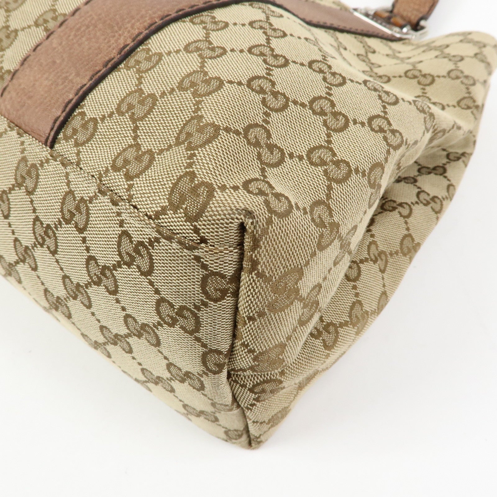 GUCCI Bamboo GG Canvas Leather Tote Bag Hand Bag Beige Brown 232947