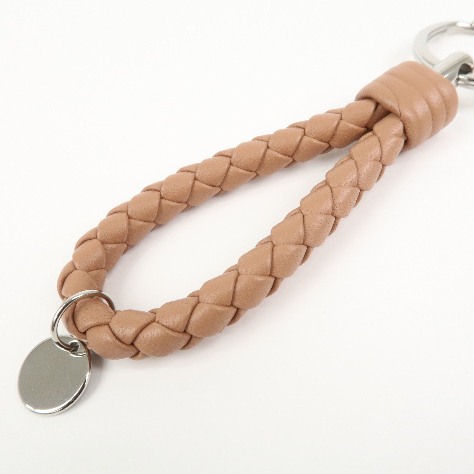 BOTTEGA VENETA Intrecciato Leather Key Holder Bag Charm Brown