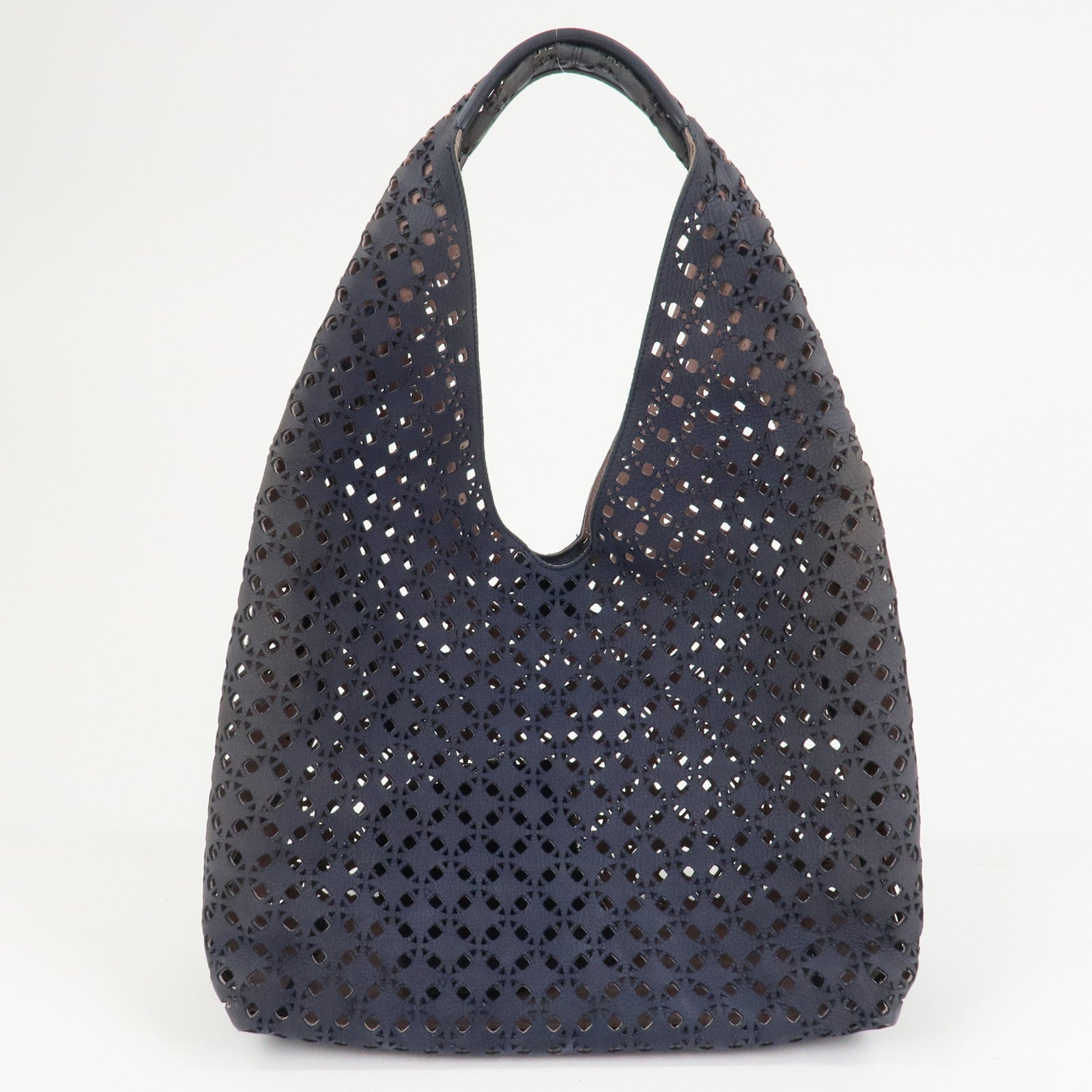 LOEWE Anagram Logo Leather Shoulder Bag Hand Bag Navy
