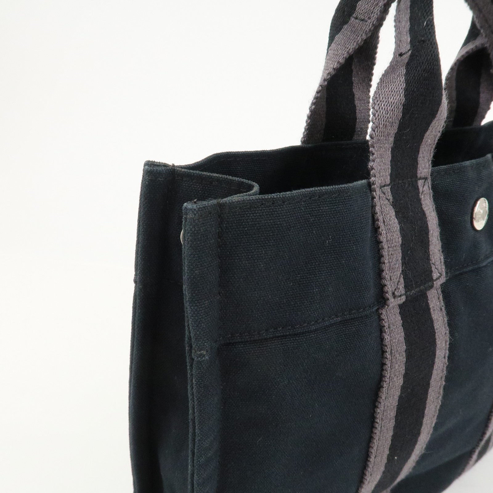 HERMES Fourre Tout PM Canvas Tote Bag Hand Bag Black