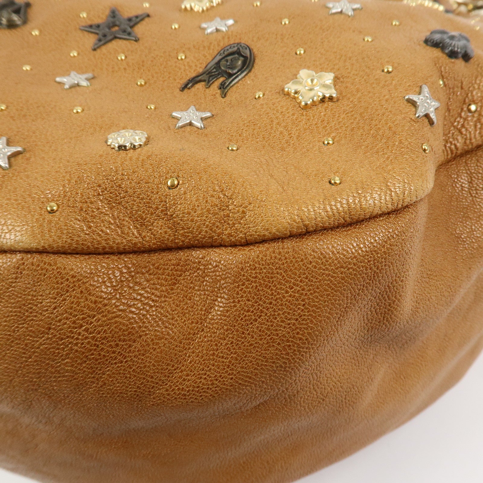 JIMMY CHOO Zodiac Sky Bag Leather Shoulder Bag Light Brown