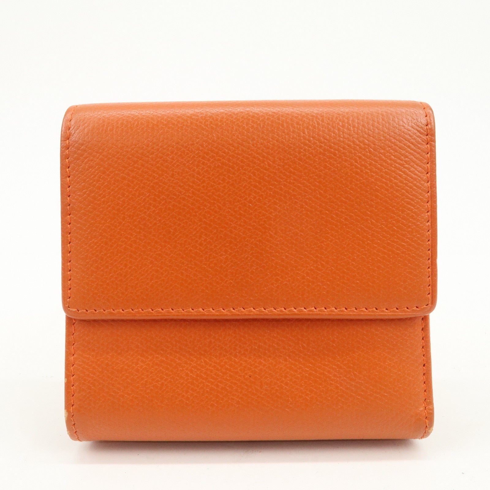 CHANEL COCO Button Leather W Hook Compact Wallet Orange A20902