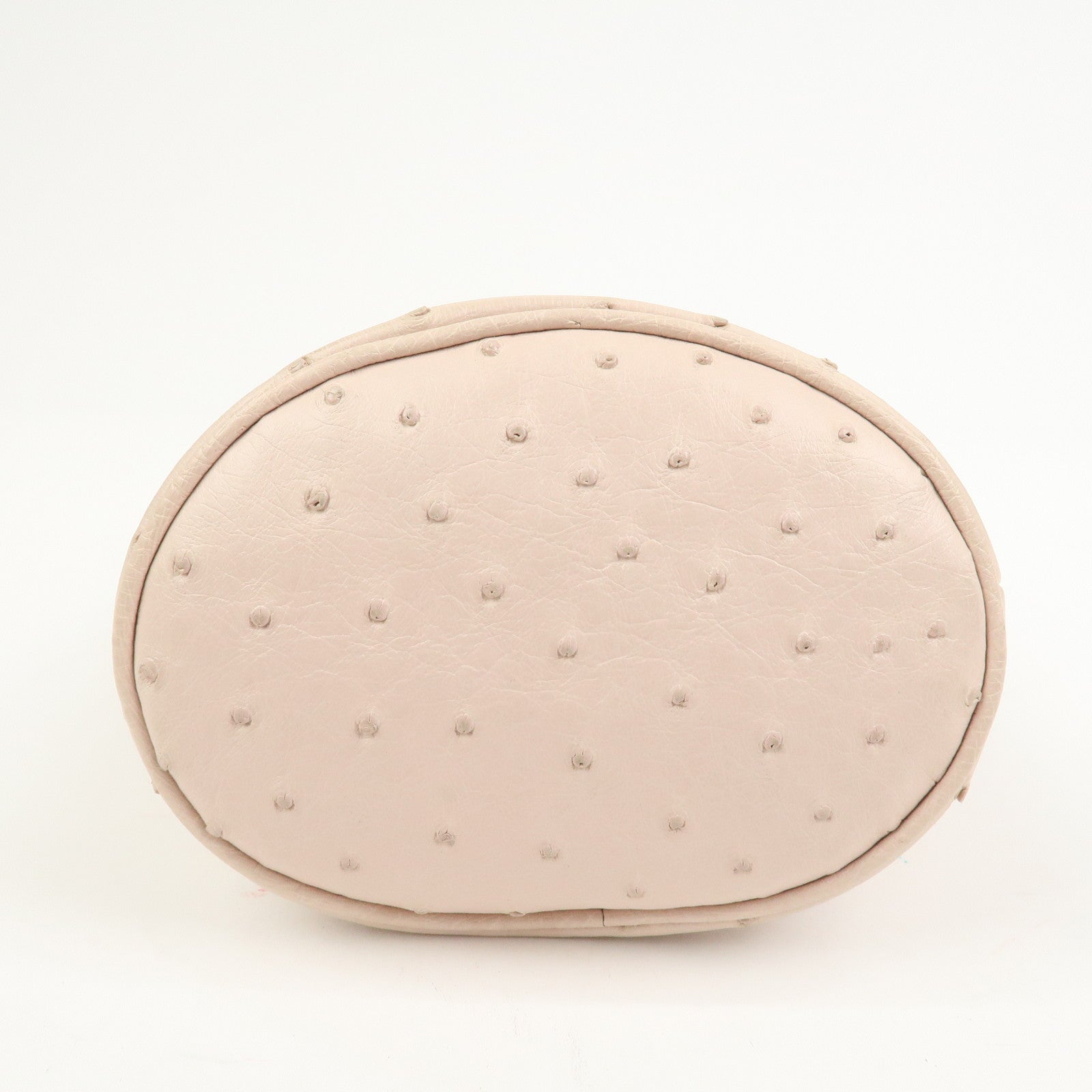 GUCCI GG Marmont Ostrich Leather Mini Bucket Chain Bag Ivory 575163