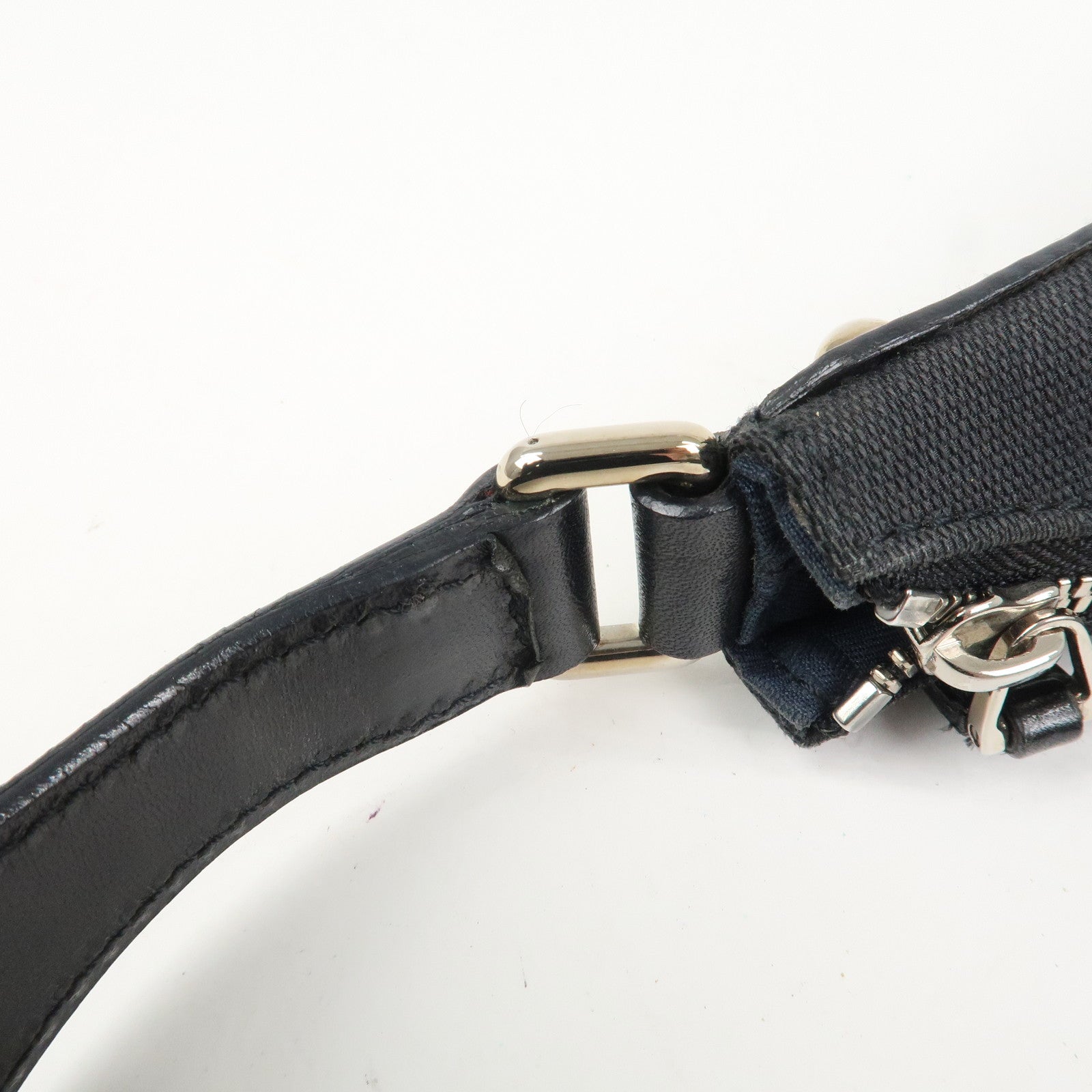 GUCCI Interlocking G Canvas Leather One Shoulder Bag Black 114869