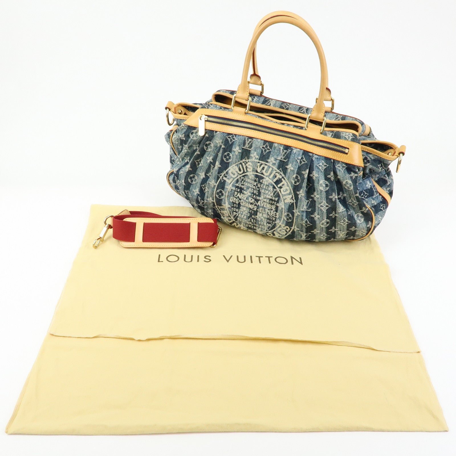 Louis Vuitton Monogram Denim Cabas Raye GM 2Way Hand Bag M95336