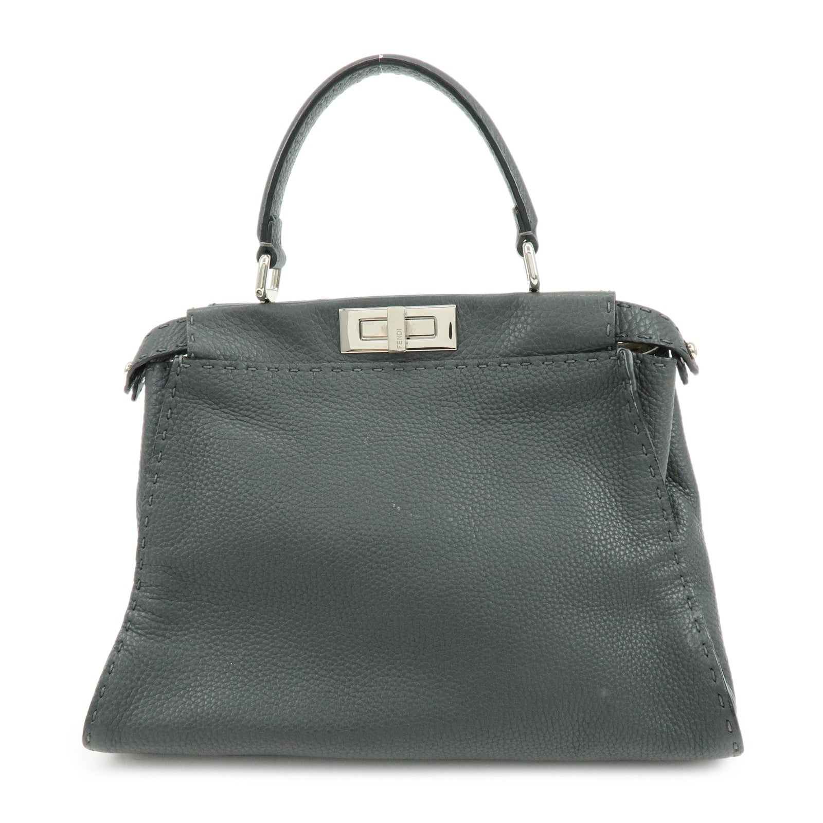 FENDI Selleria Peekaboo Calf Leather 2Way Shoulder Hand Bag 8BN226