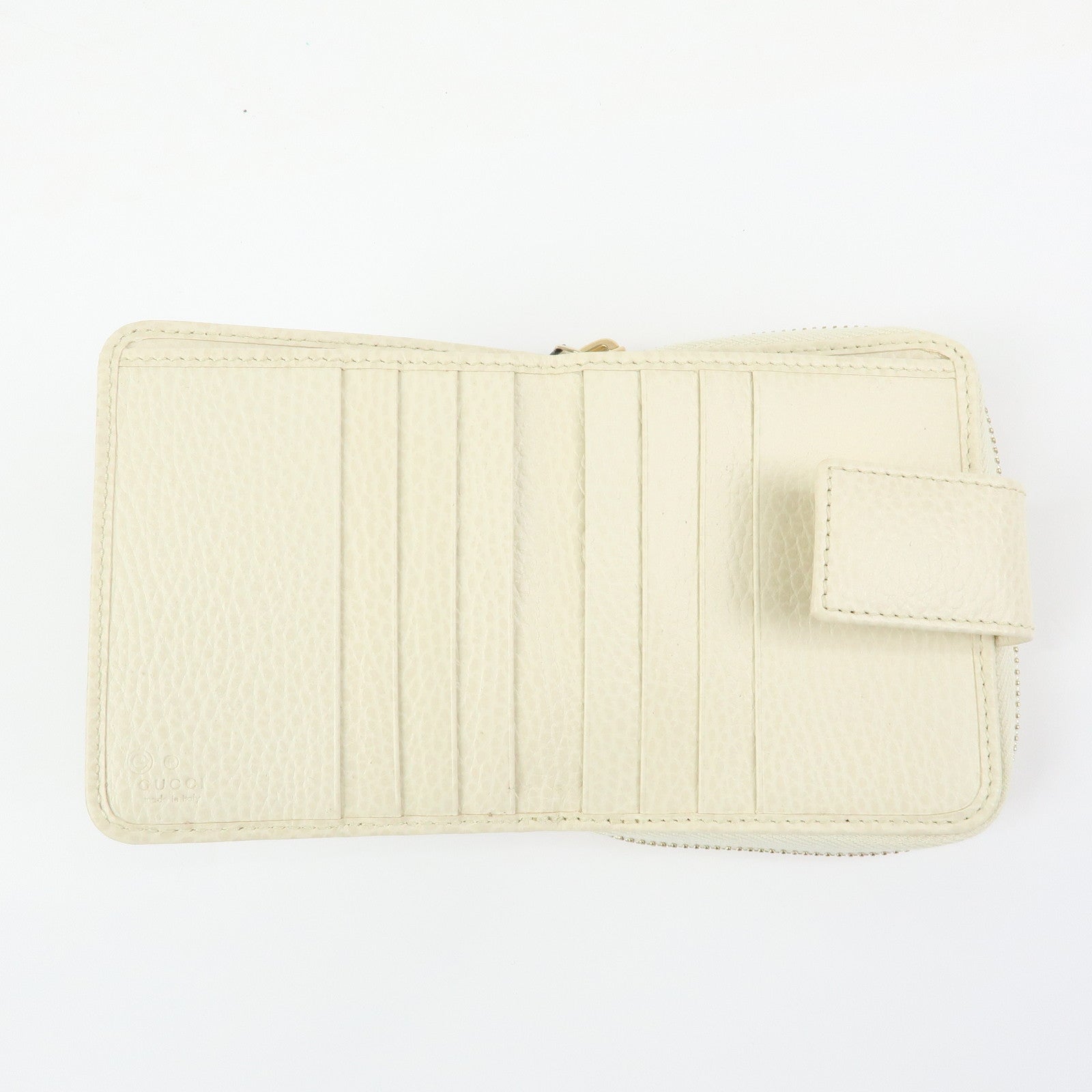 GUCCI GG Canvas Leather Bi-fold Compact Wallet Beige 346056