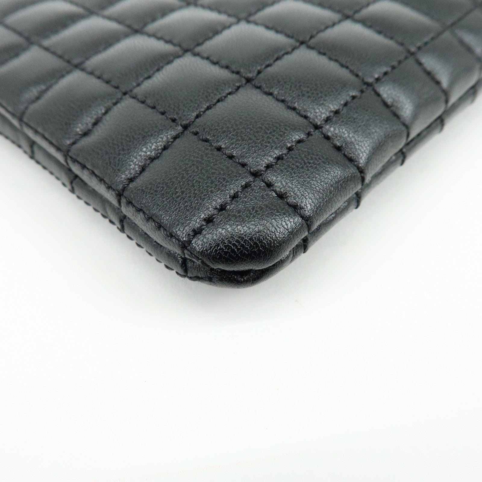 CELINE C Charm Leather Clutch Bag Pouch Black