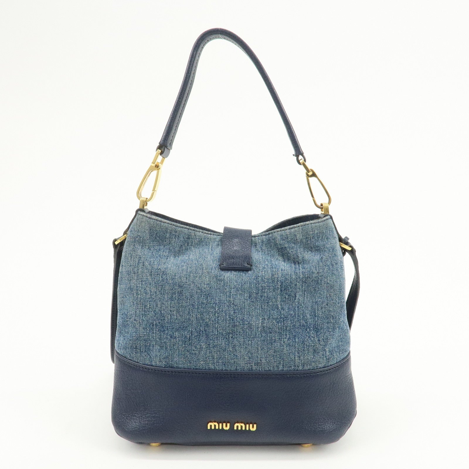 MIU MIU Madras Leather Denim 2Way Bag Hand Bag Shoulder Bag RR1951