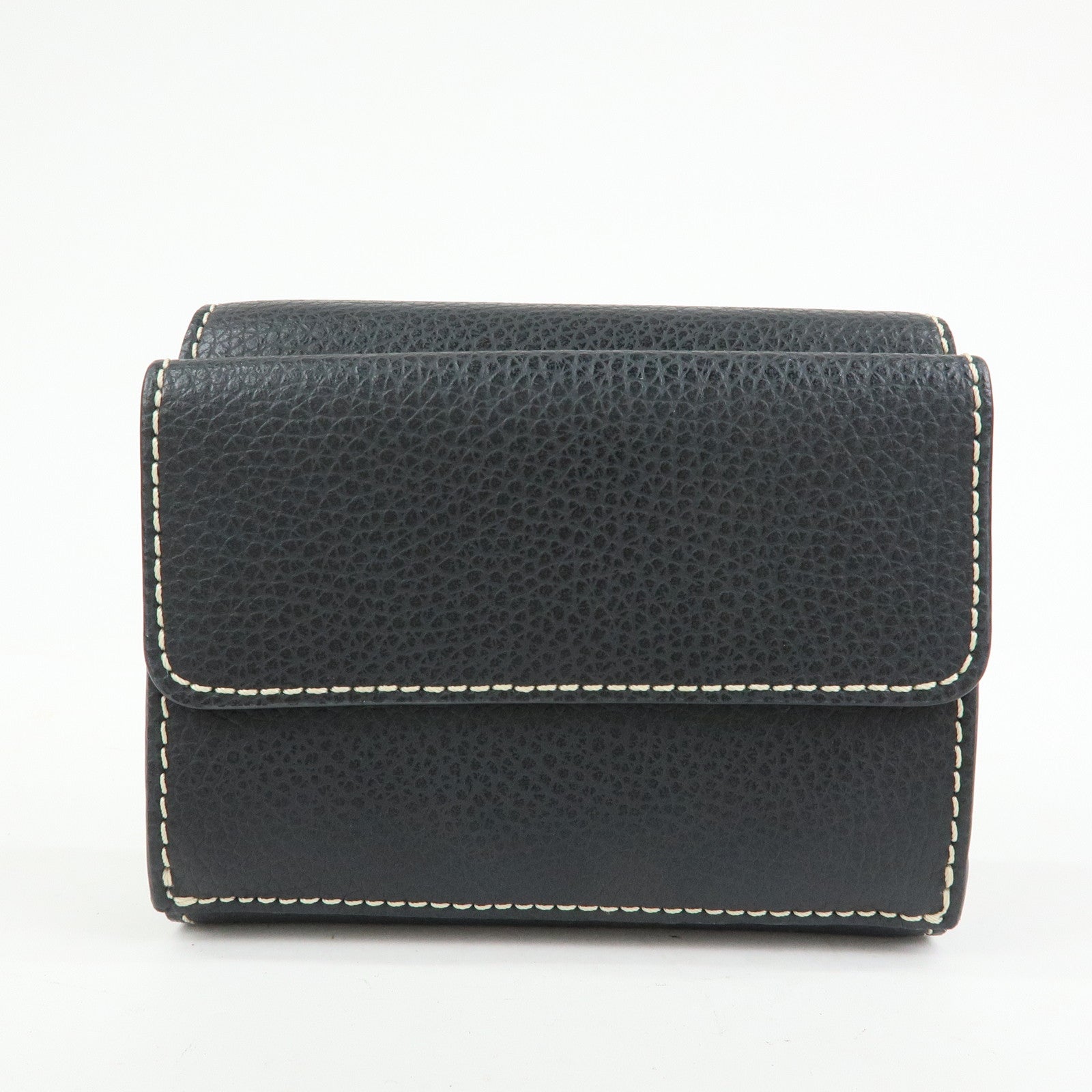 Chloe Darryl Leather Tri-fold Compact Wallet Black