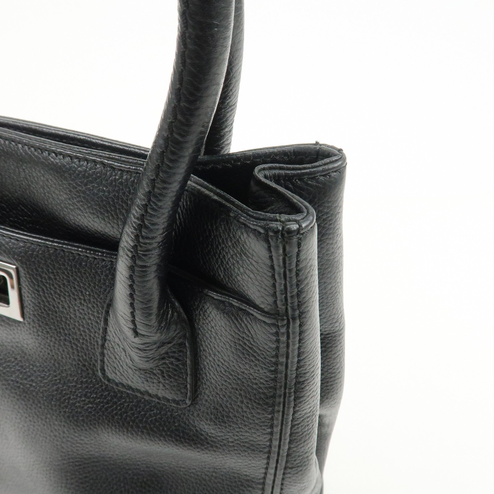 CHANEL 2.55 Caviarskin Executive Tote Bag Hand Bag Black