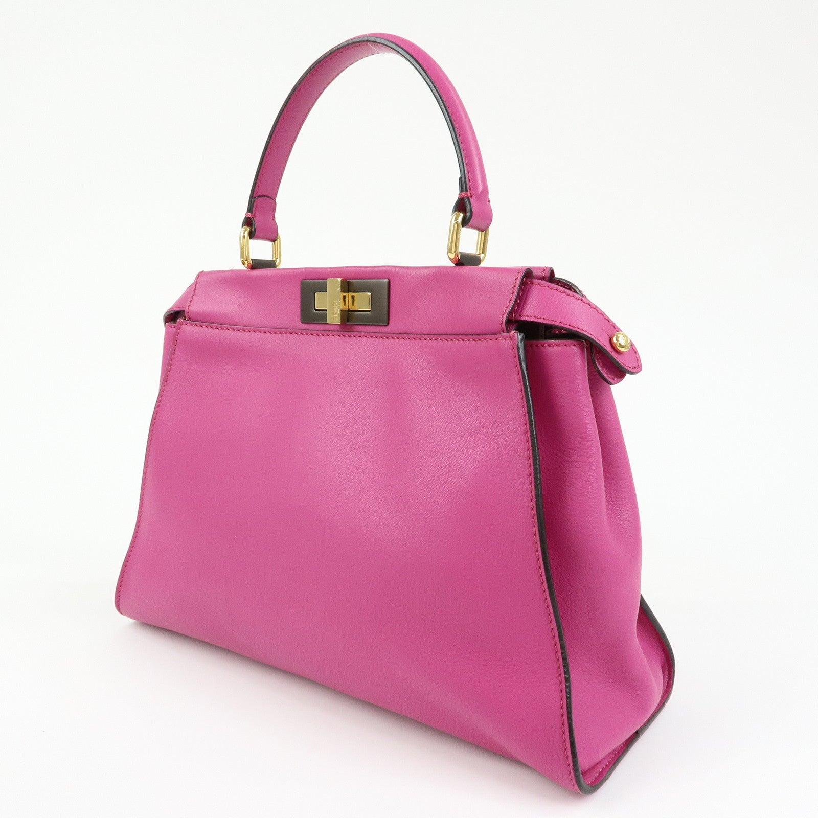 FENDI Peekaboo Leather 2Way Bag Hand Bag Shoulder Bag Pink 8BN290