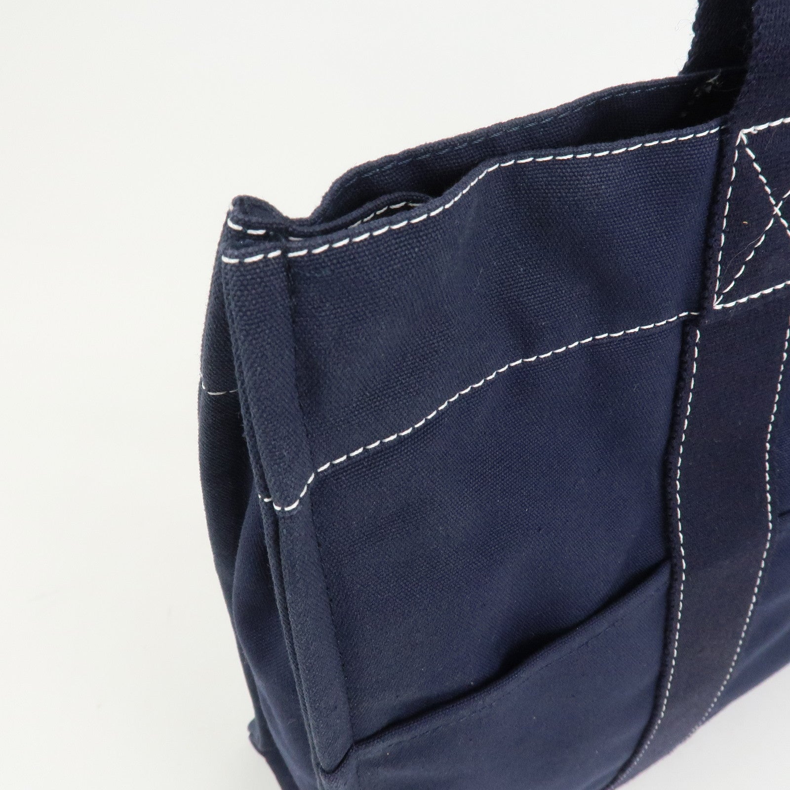 HERMES Deauville MM Cotton Tote Bag Hand Bag Navy