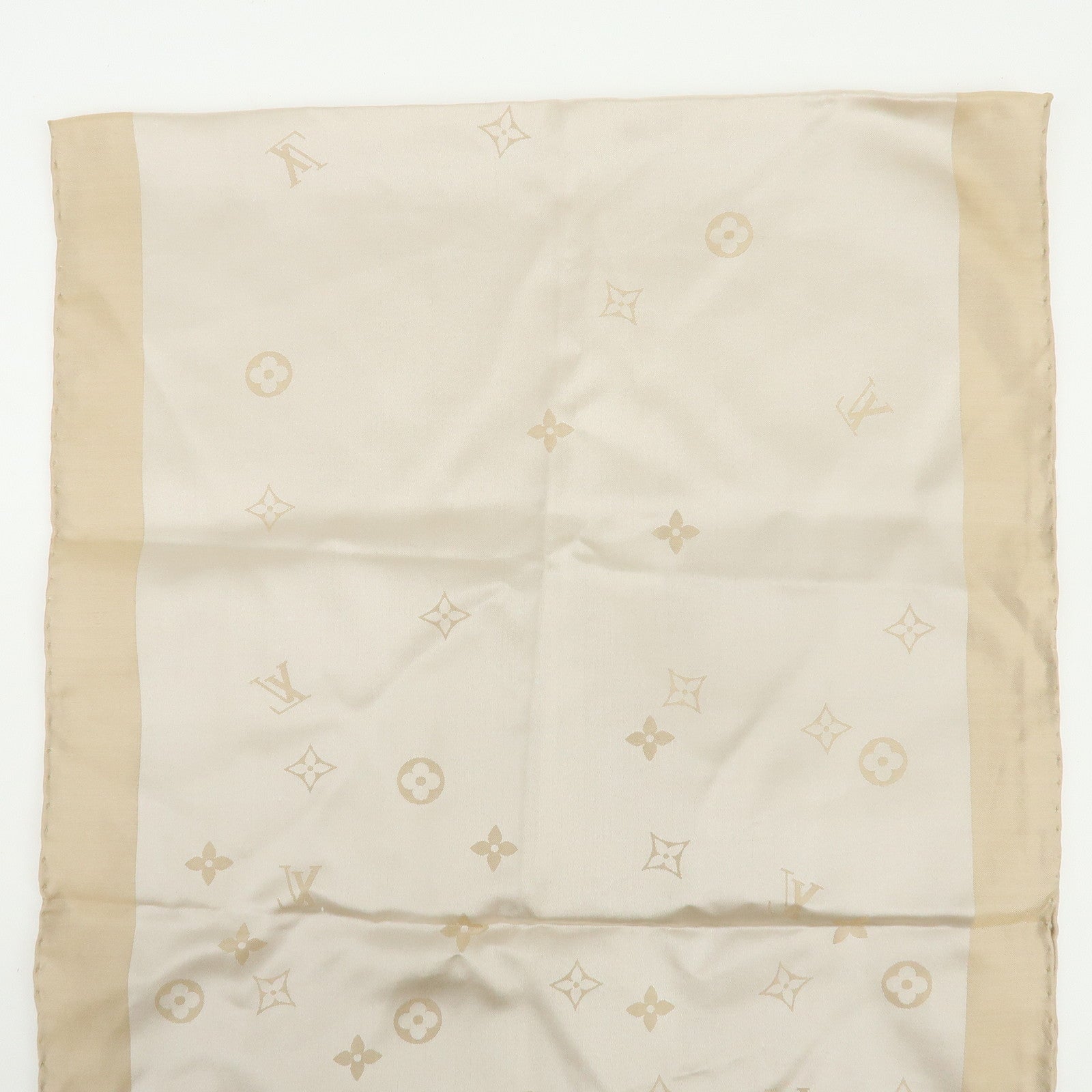 Louis Vuitton Monogram Echarpe Capri Silk 100% Scarf Beige M71051
