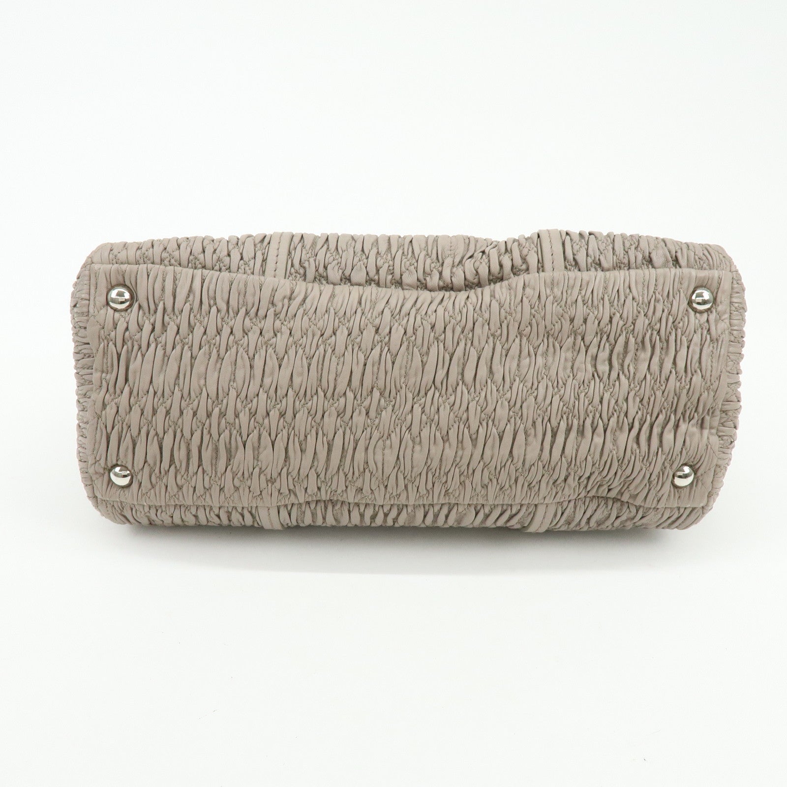 MIU MIU Matelasse Nappa Leather Tote Bag Shoulder Bag Gray