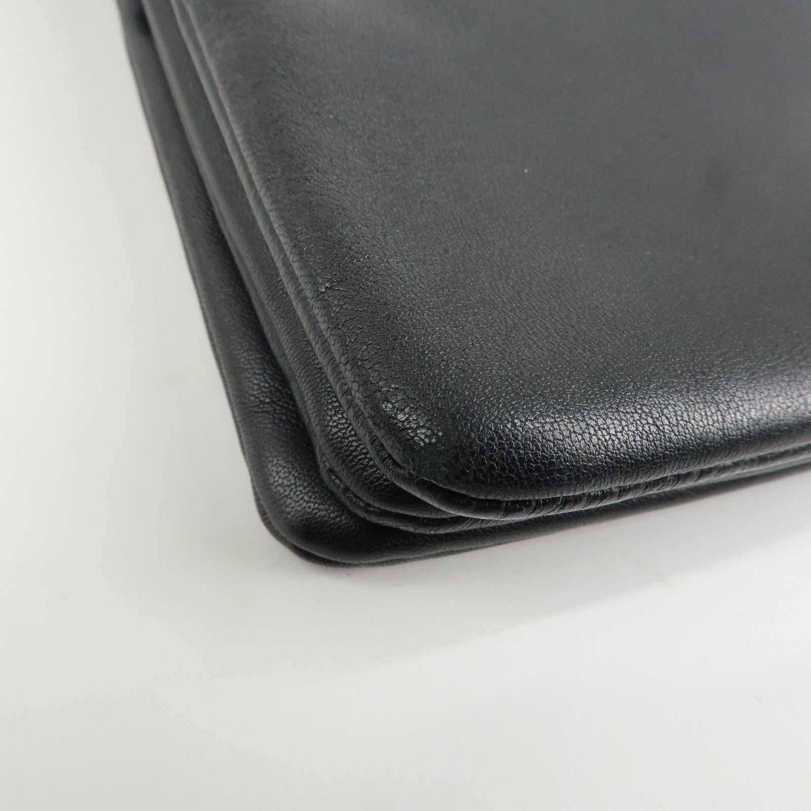 CELINE Trio Leather Shoulder Bag Black Gold Hardware Used