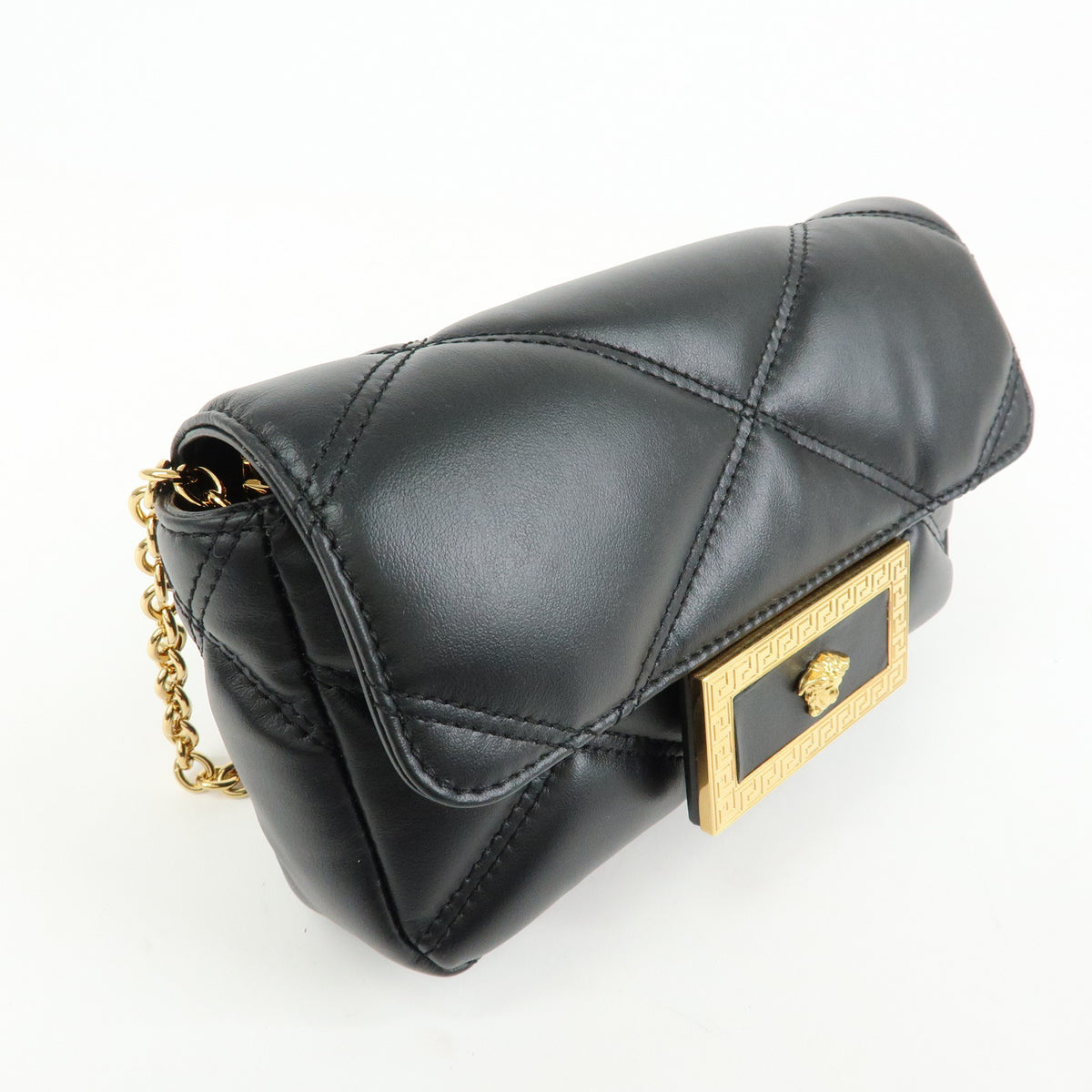 VERSACE Medusa Leather Chain Shoulder Bag Crossbody Bag Black