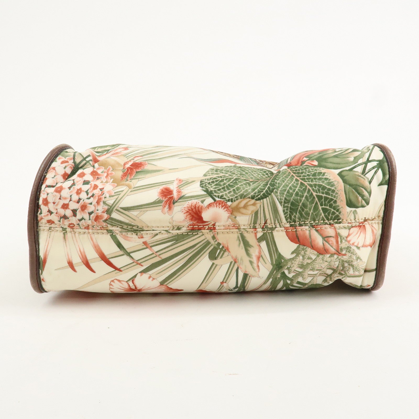 Ferragamo Gancini Leather Nylon Tote Bag Ivory Multicolor