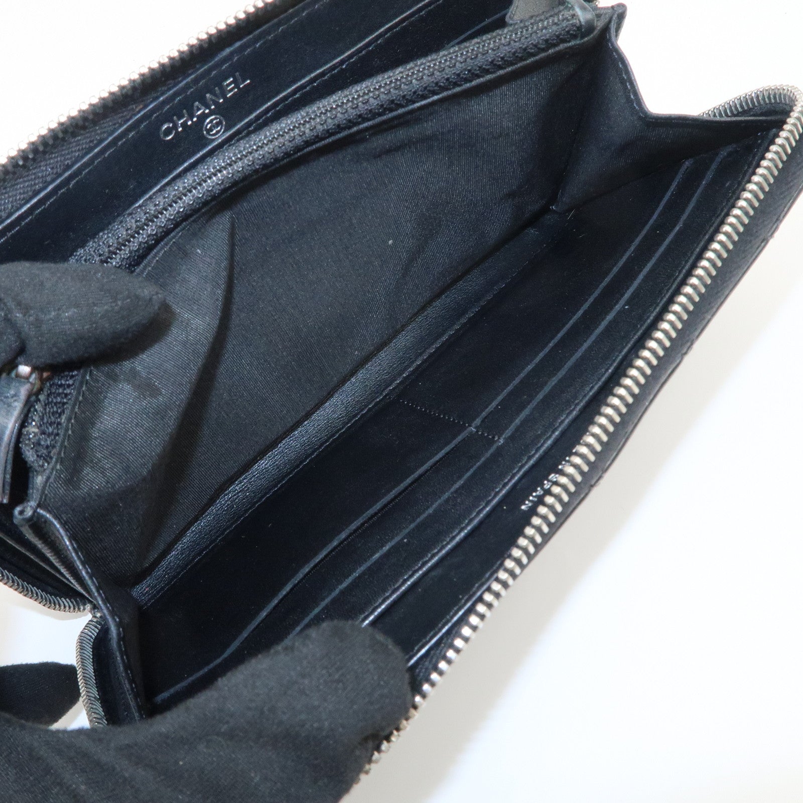 CHANEL COCO Mark Brilliant Matelasse Zippy Long Wallet Black A50106