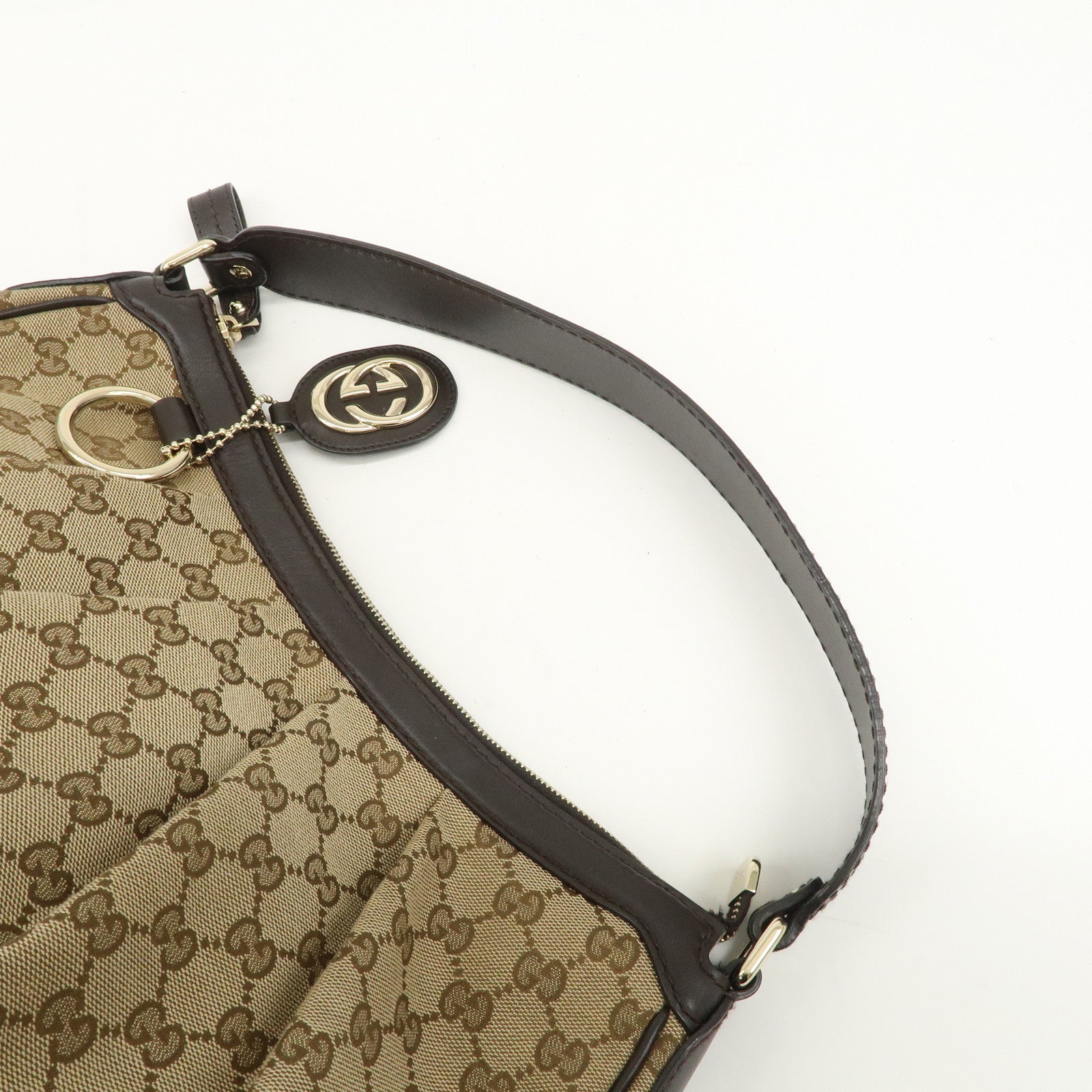 GUCCI Sukey Interlocking G GG Canvas Leather Shoulder Bag 362726