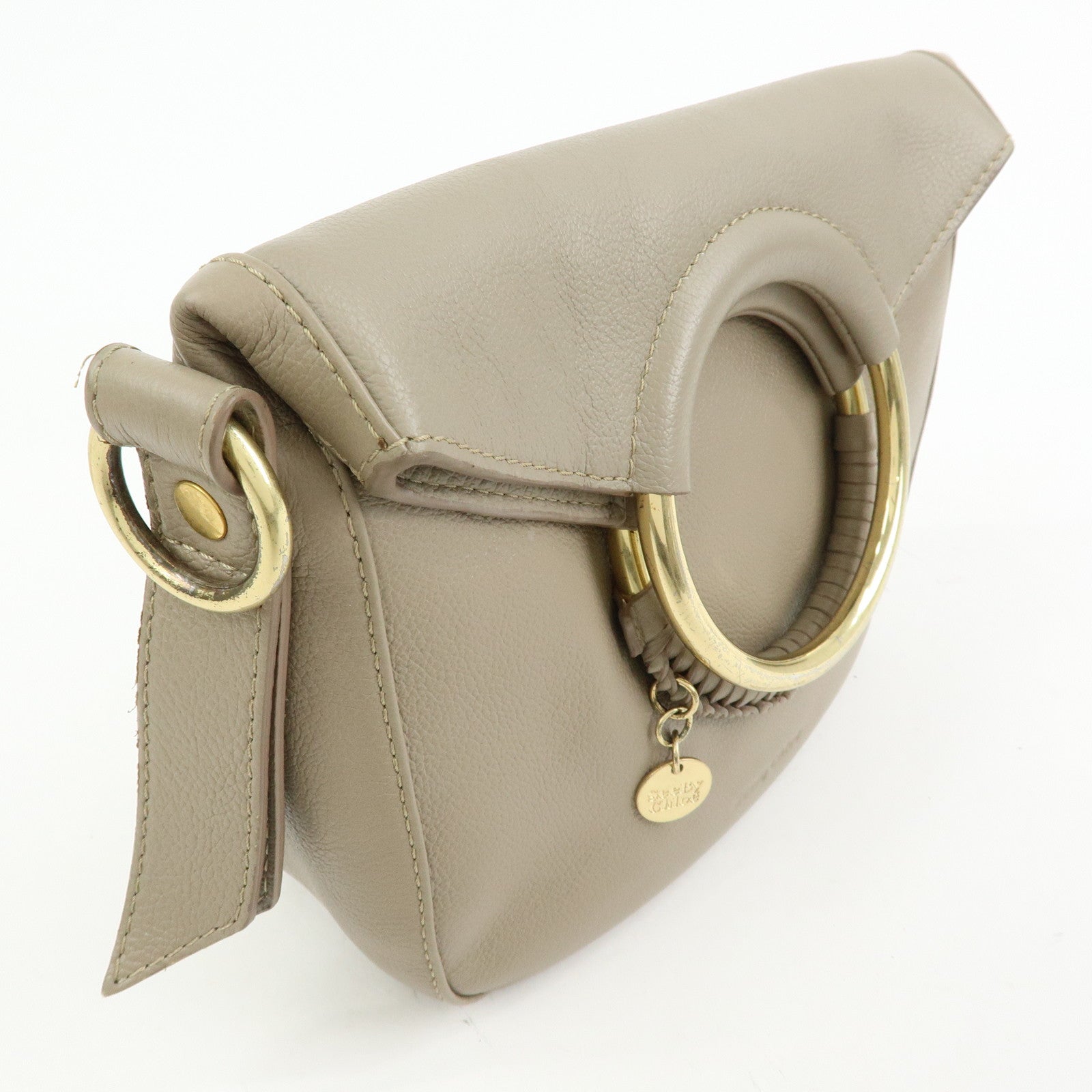 Chloe See by Chloe Joan Leather 2Way Bag Shoulder Hand Bag Gray