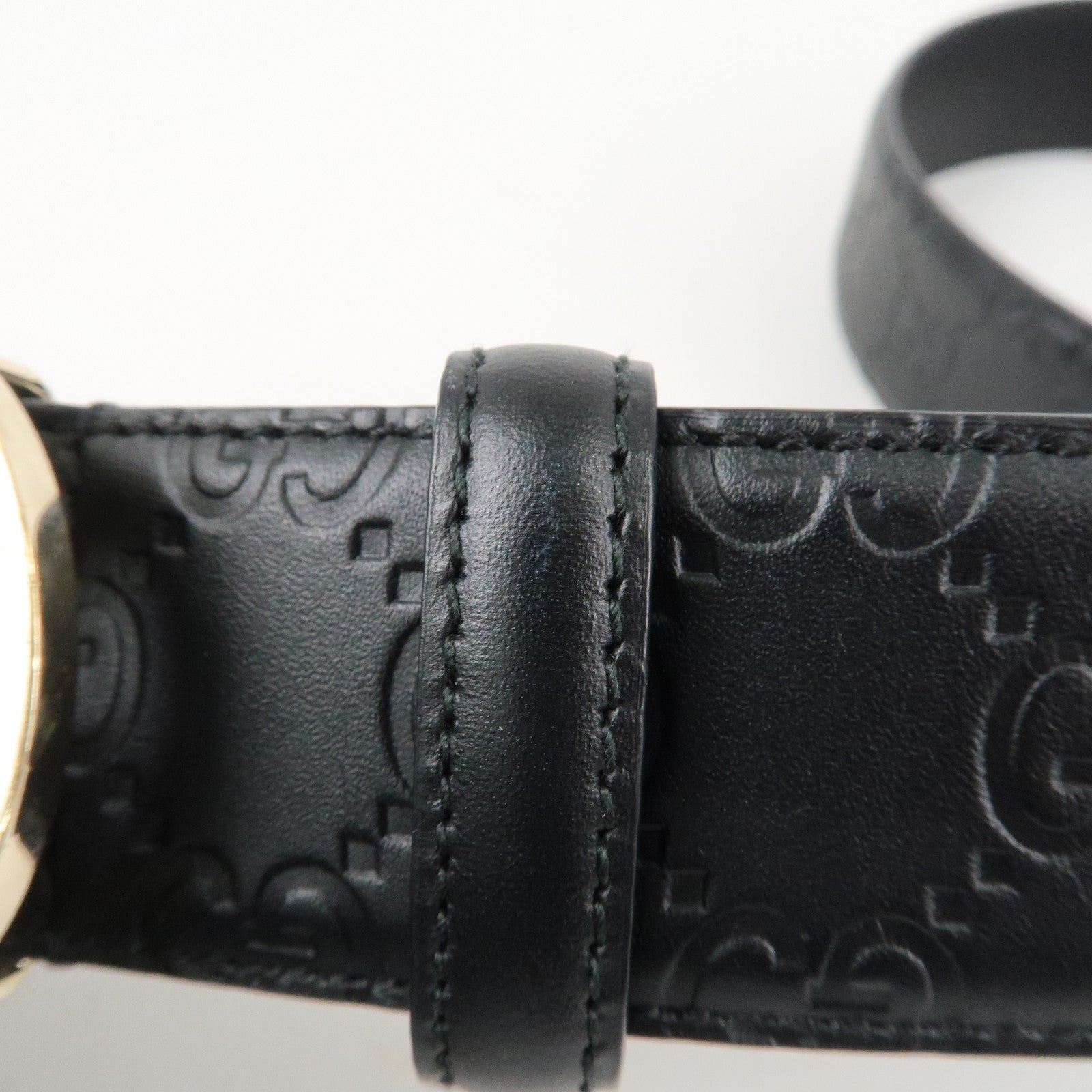 GUCCI Interlocking G Guccissima Leather Belt 80/32 Black 370543 Used
